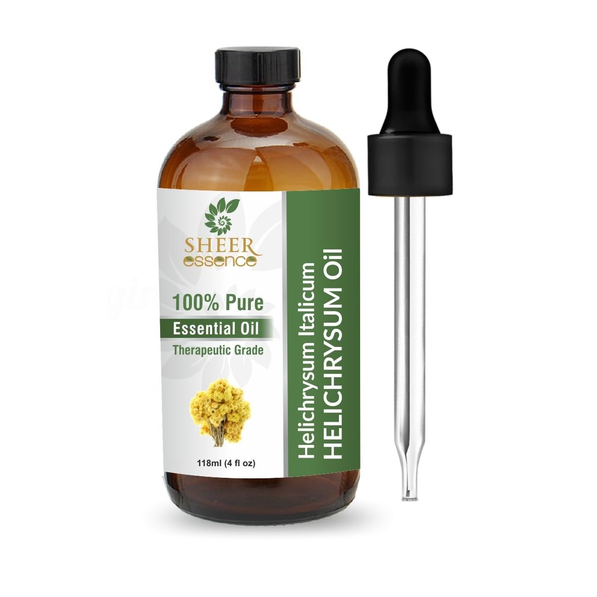 Sheer Essence Helichrysum Italicum: botella con gotero para aromaterapia calmante