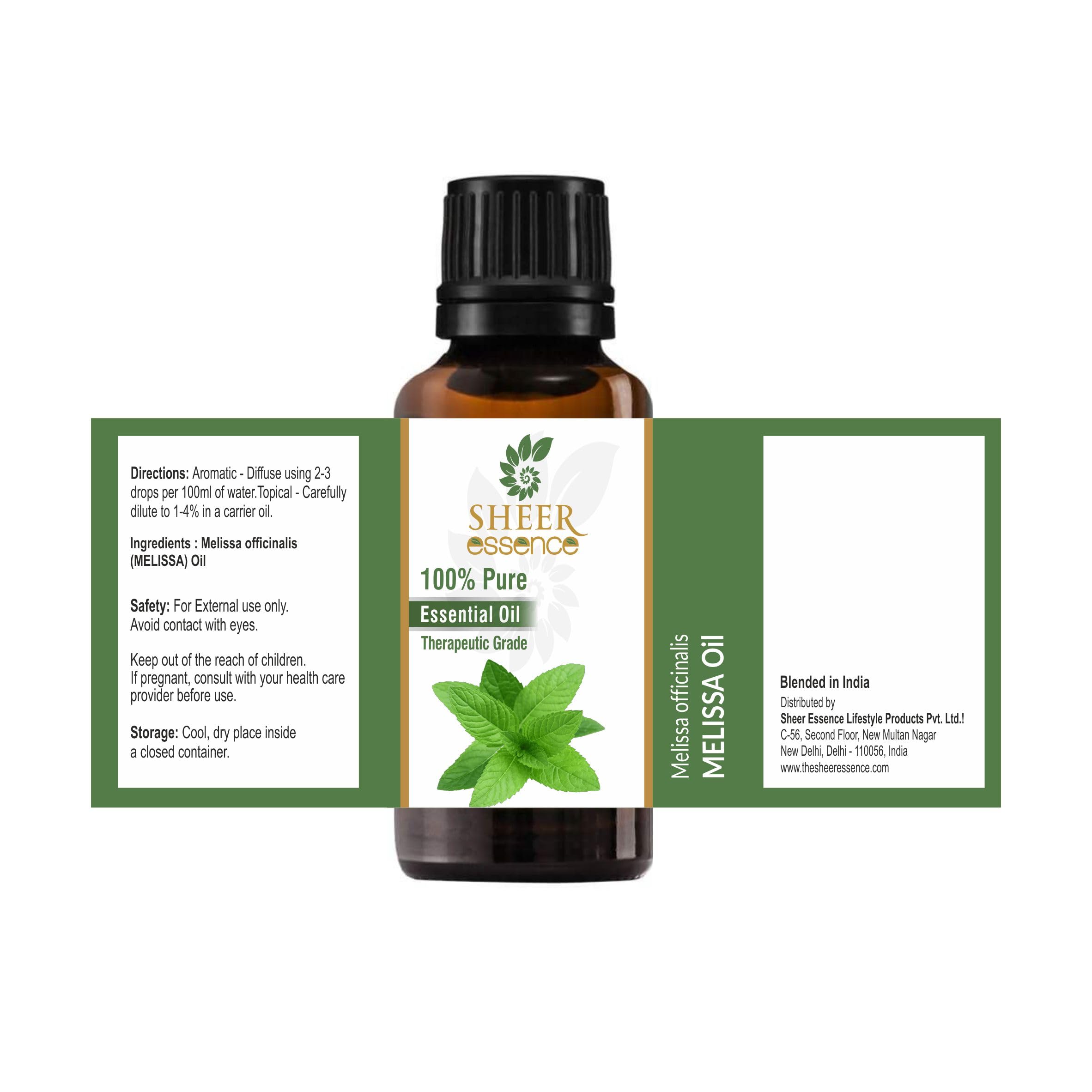 Difusor con Melissa de Sheer Essence para aromaterapia suave.