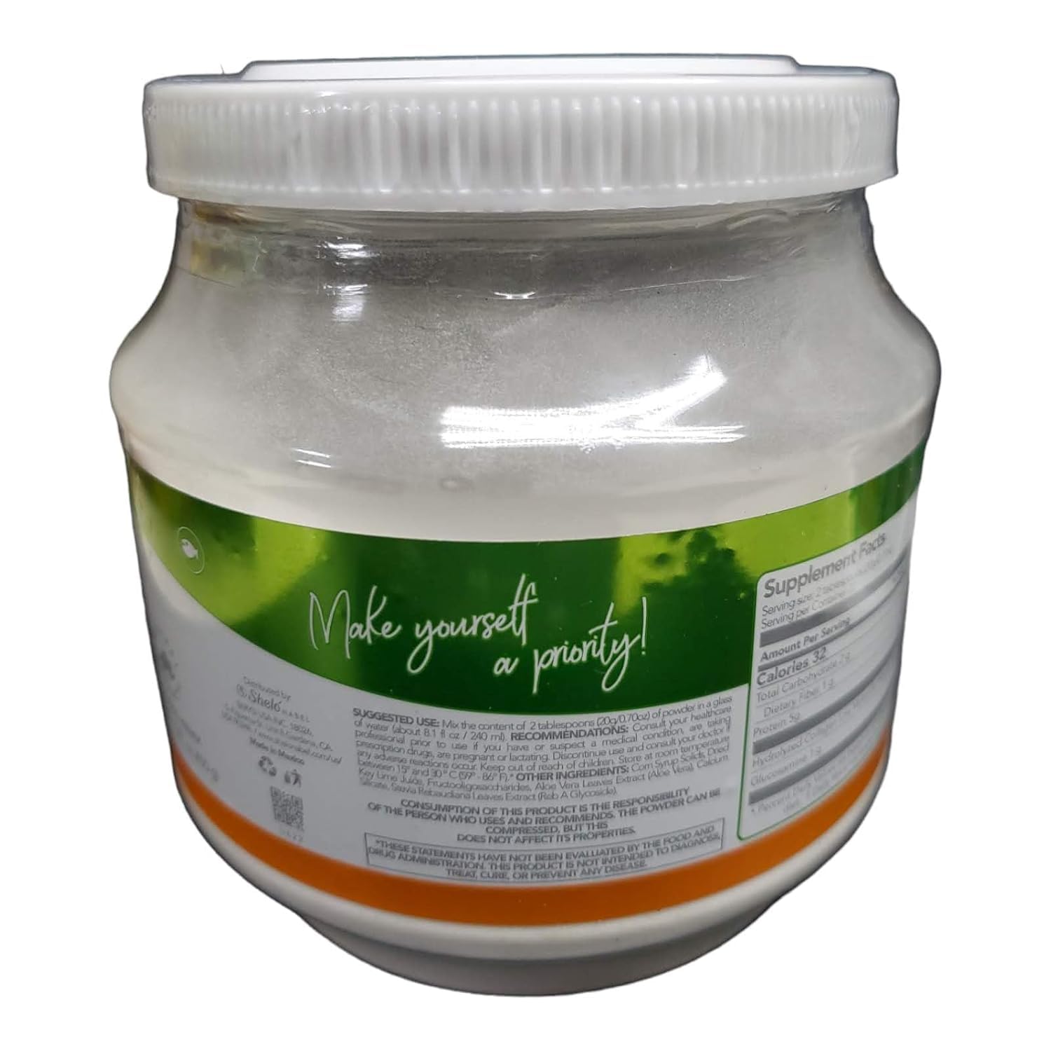 Etiqueta frontal de Sheló NABEL; descripción de sabor limón para complementar piel y cabello