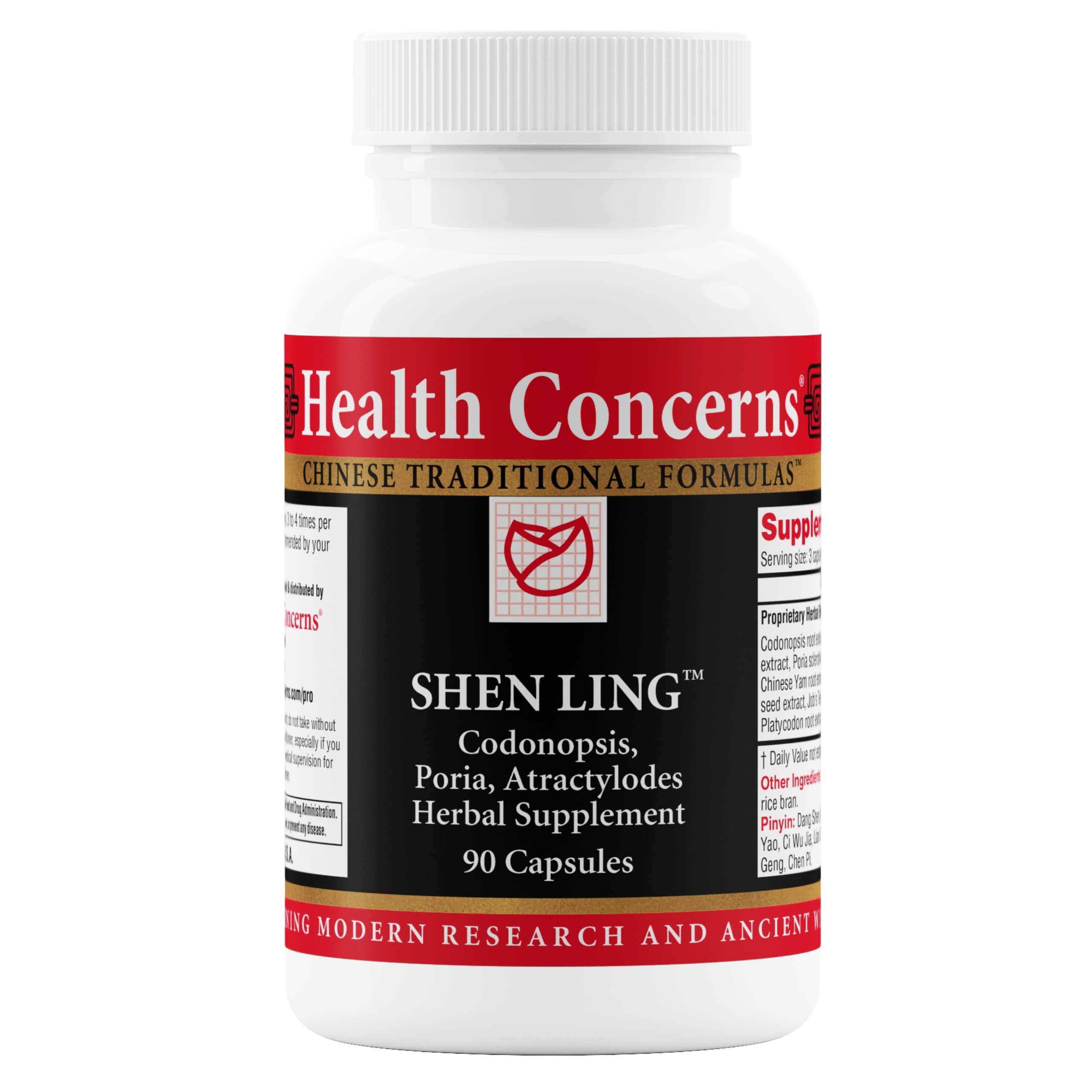 Shen Ling: botella de cápsulas y apoyo digestivo suave para malestar estomacal.