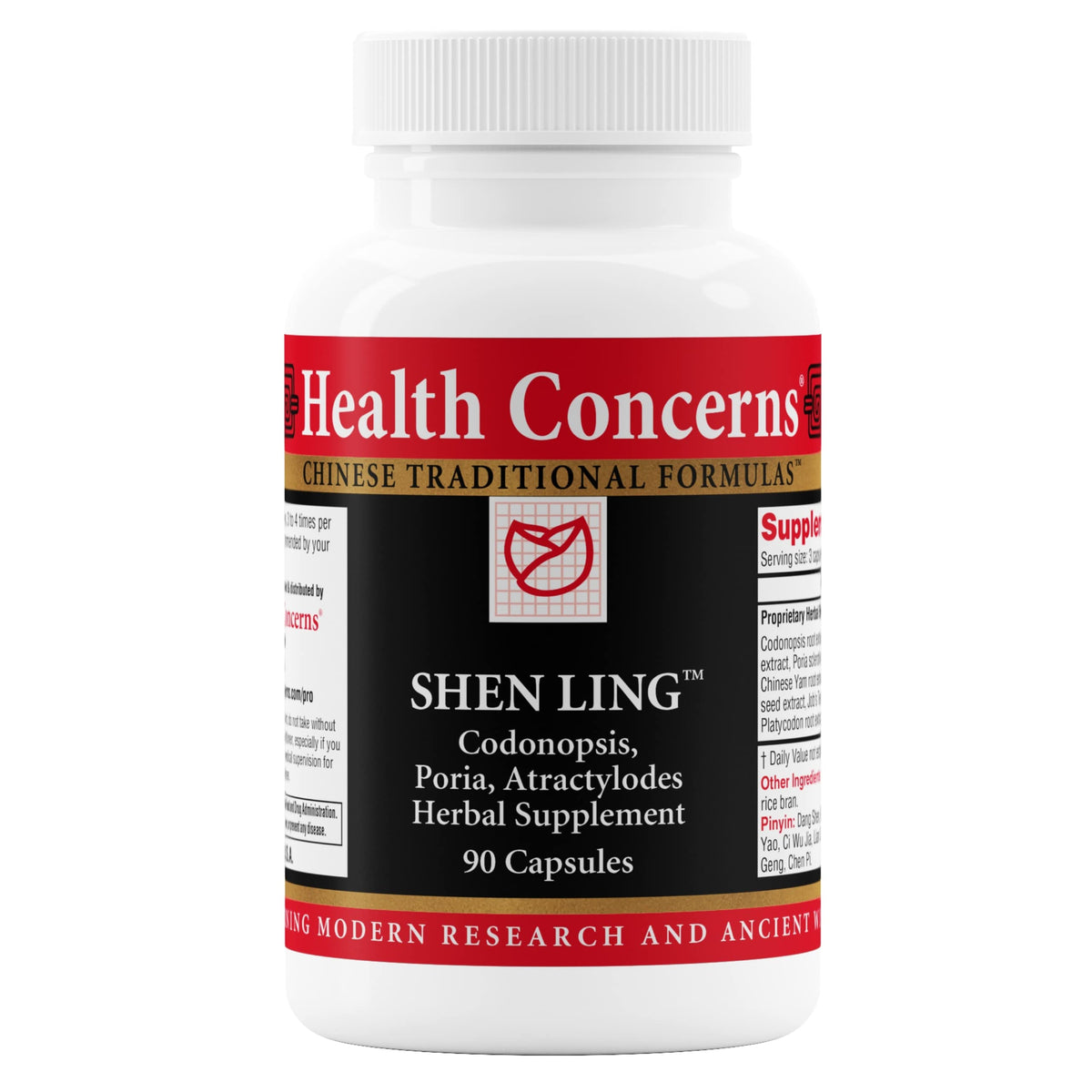 Shen Ling: botella de cápsulas y apoyo digestivo suave para malestar estomacal.