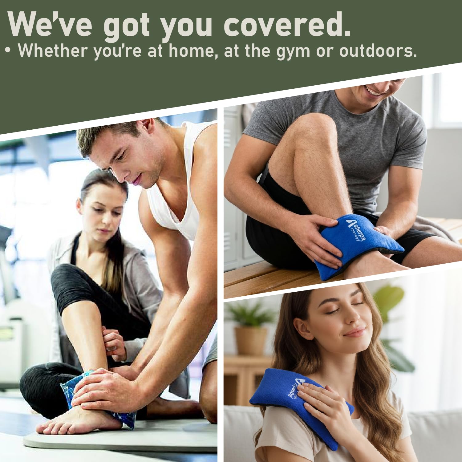 Sherpa Therapy 4PK uso en rodilla para molestias tras actividad.