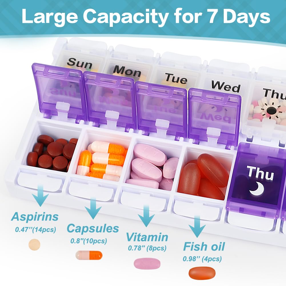 Shintop compartimentos grandes para vitaminas y suplementos.