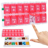 Shintop organizador de pastillas semanal dos veces con diseño dia noche para tomas rápidas