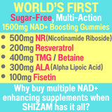 SHIZAM NAD+ Plus ingredientes clave, NR y resveratrol, para posible apoyo antioxidante