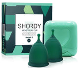 Copa menstrual SHORDY grande en set de 2, cómodo y reutilizable para uso prolongado