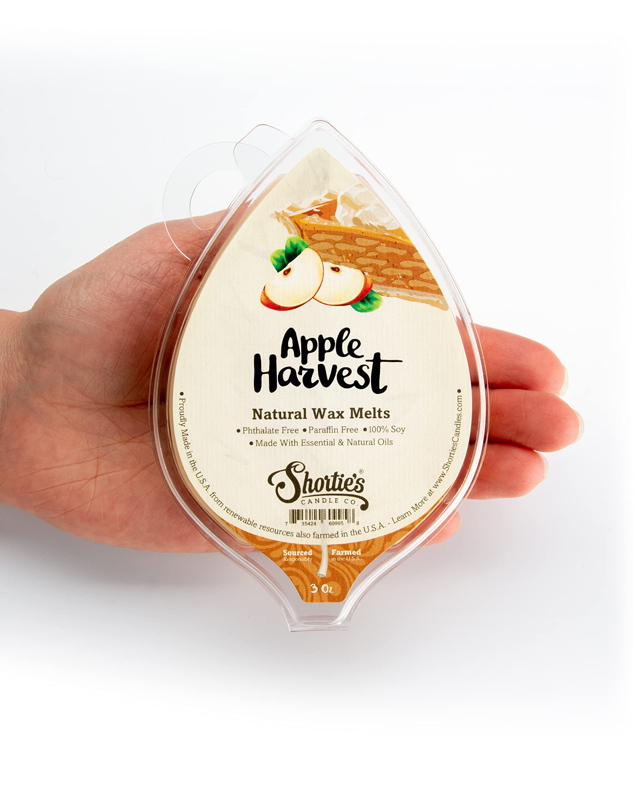 Cera vegetal 100% en Shortie's Apple Harvest, libre de parafina.