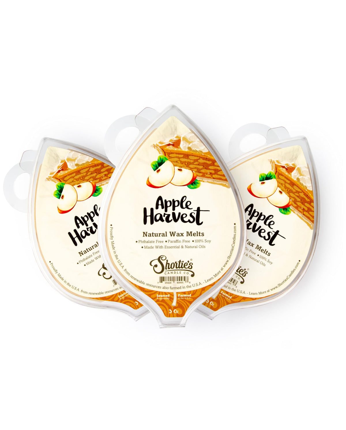 Shortie's Apple Harvest: paquete de pastillas de cera para un ambiente duradero y fragante.