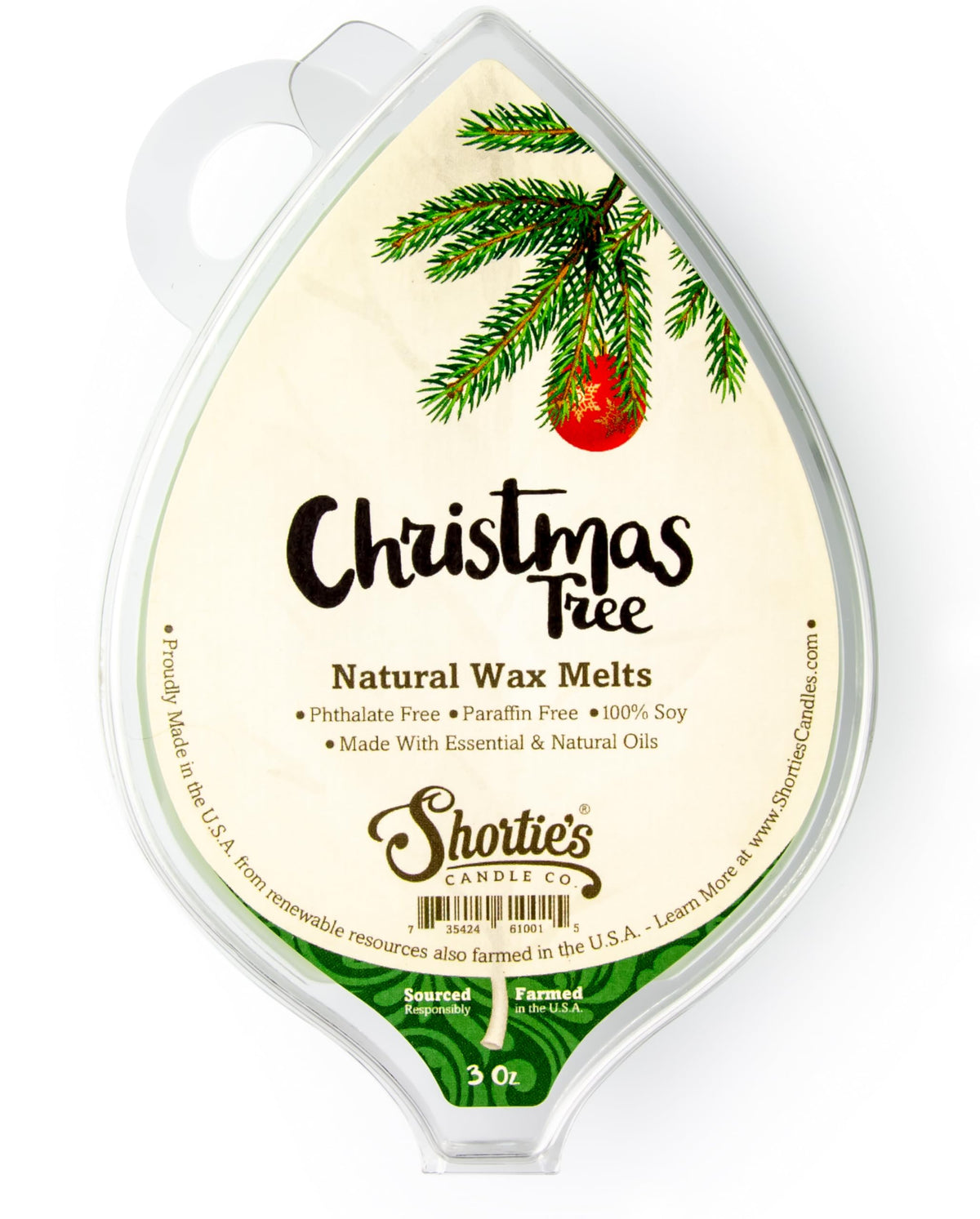 Shortie's Árbol de Navidad, barra de 3 onzas, aroma intenso para ambientar tu hogar.