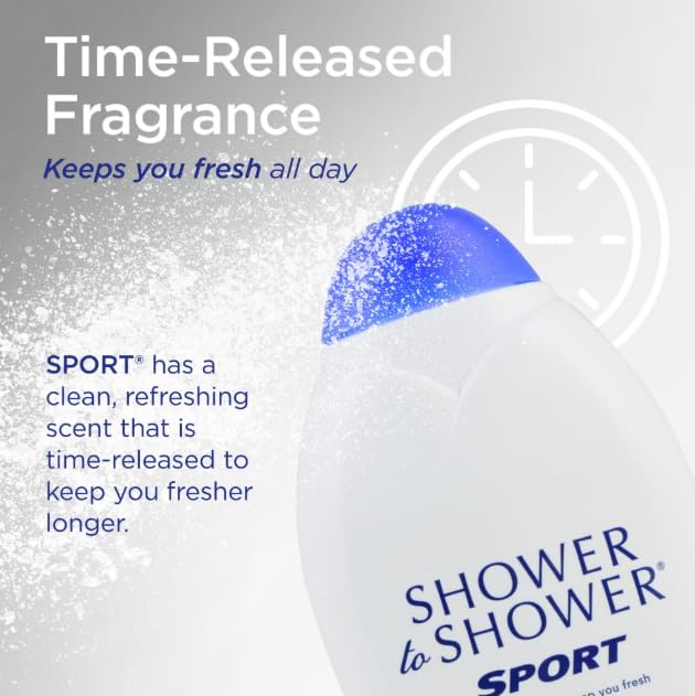 Diseño libre de talco de Shower To Shower para estilo de vida activo.