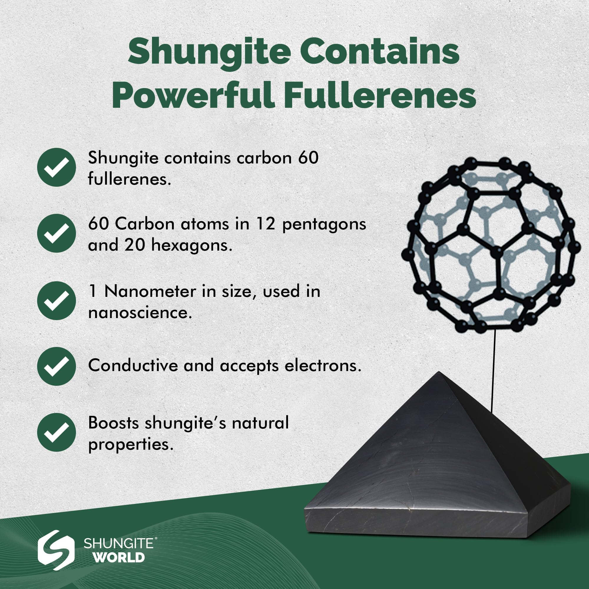 Shungite World armonía del hogar con pirámide ornamental.