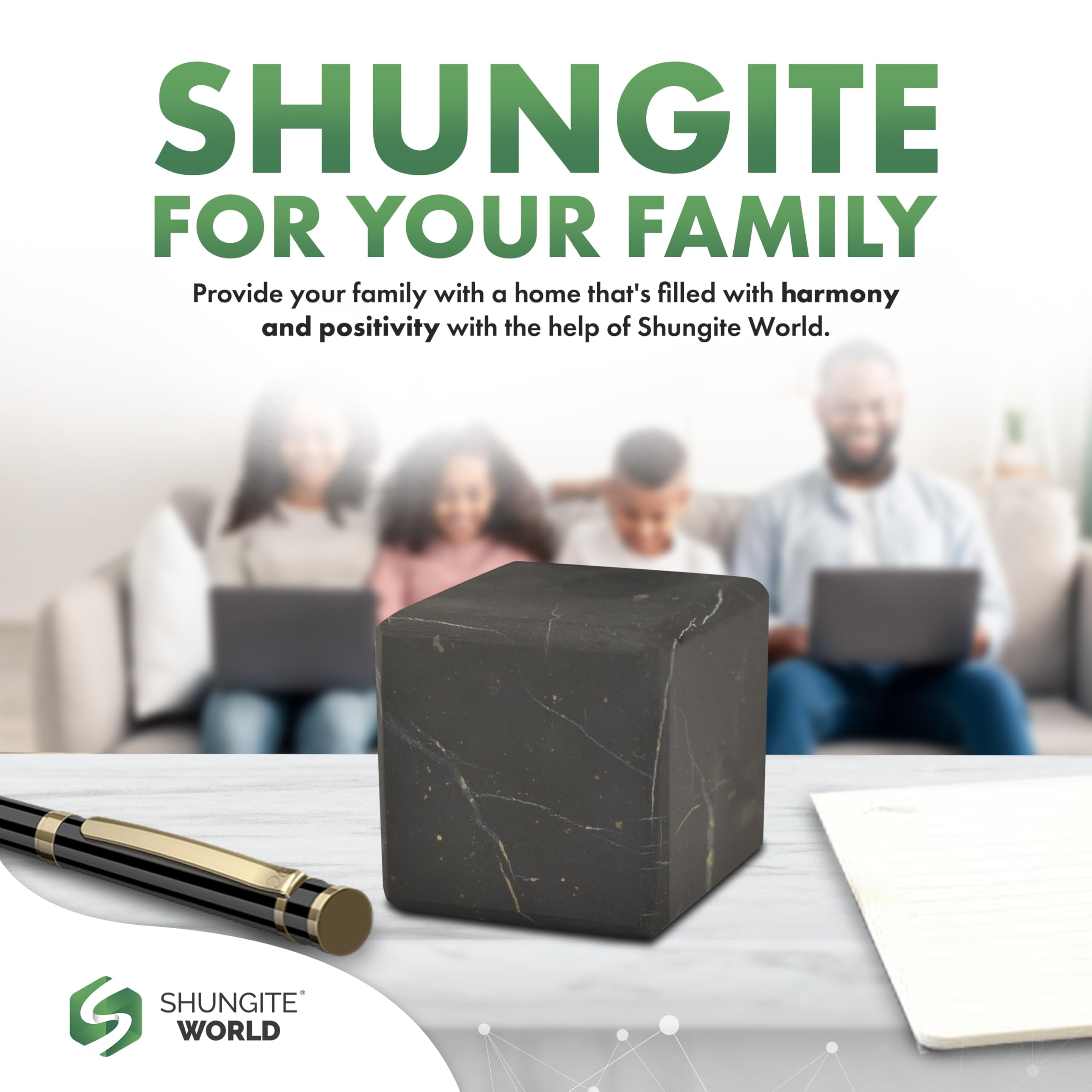 Cubo Shungite World transmite conexión con la naturaleza y energía estable.