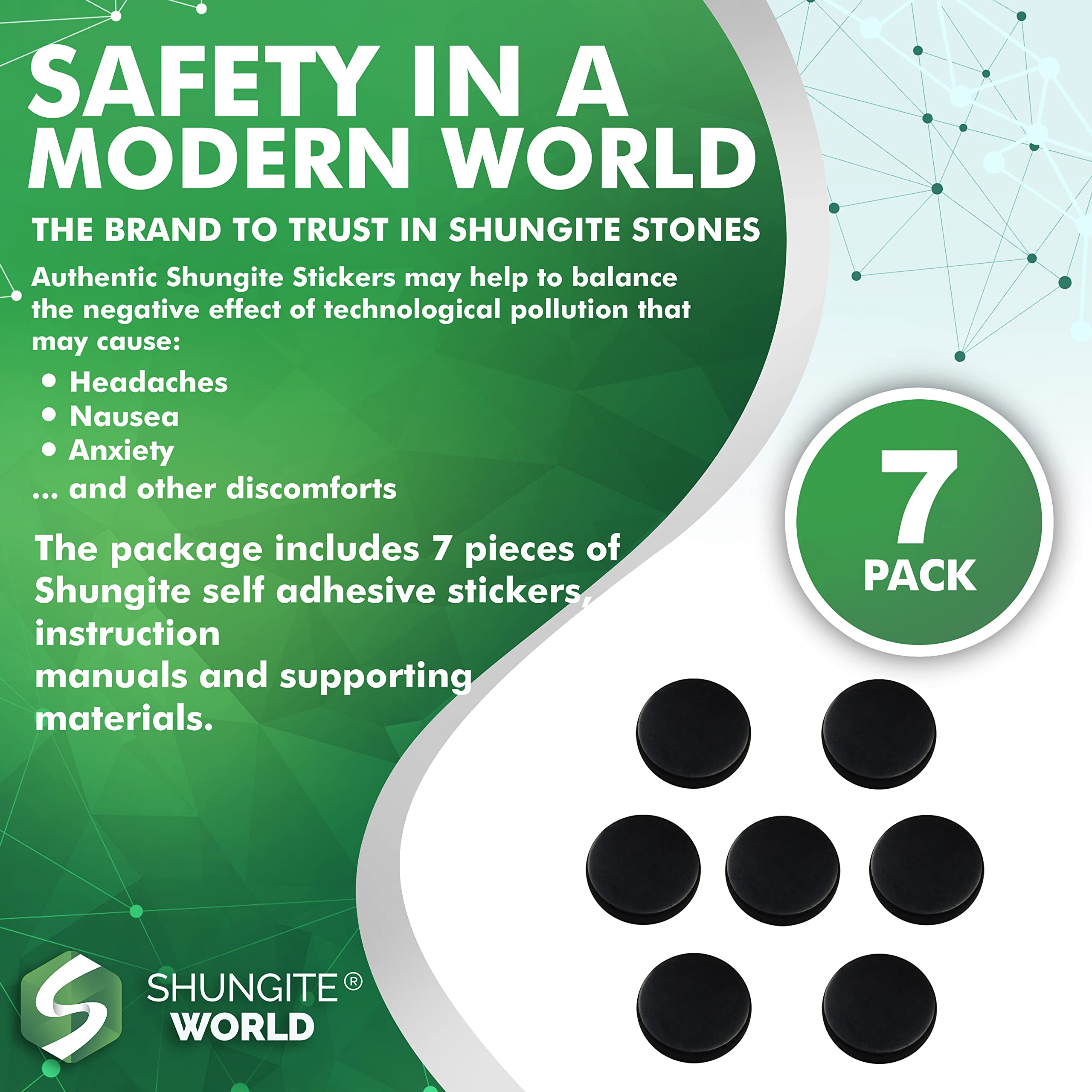 Pegatina para tableta de Shungite World protege durante el uso diario.
