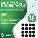 Shungite World pegatinas para tableta 40 mm aplicadas, calma y concentración al usarla.