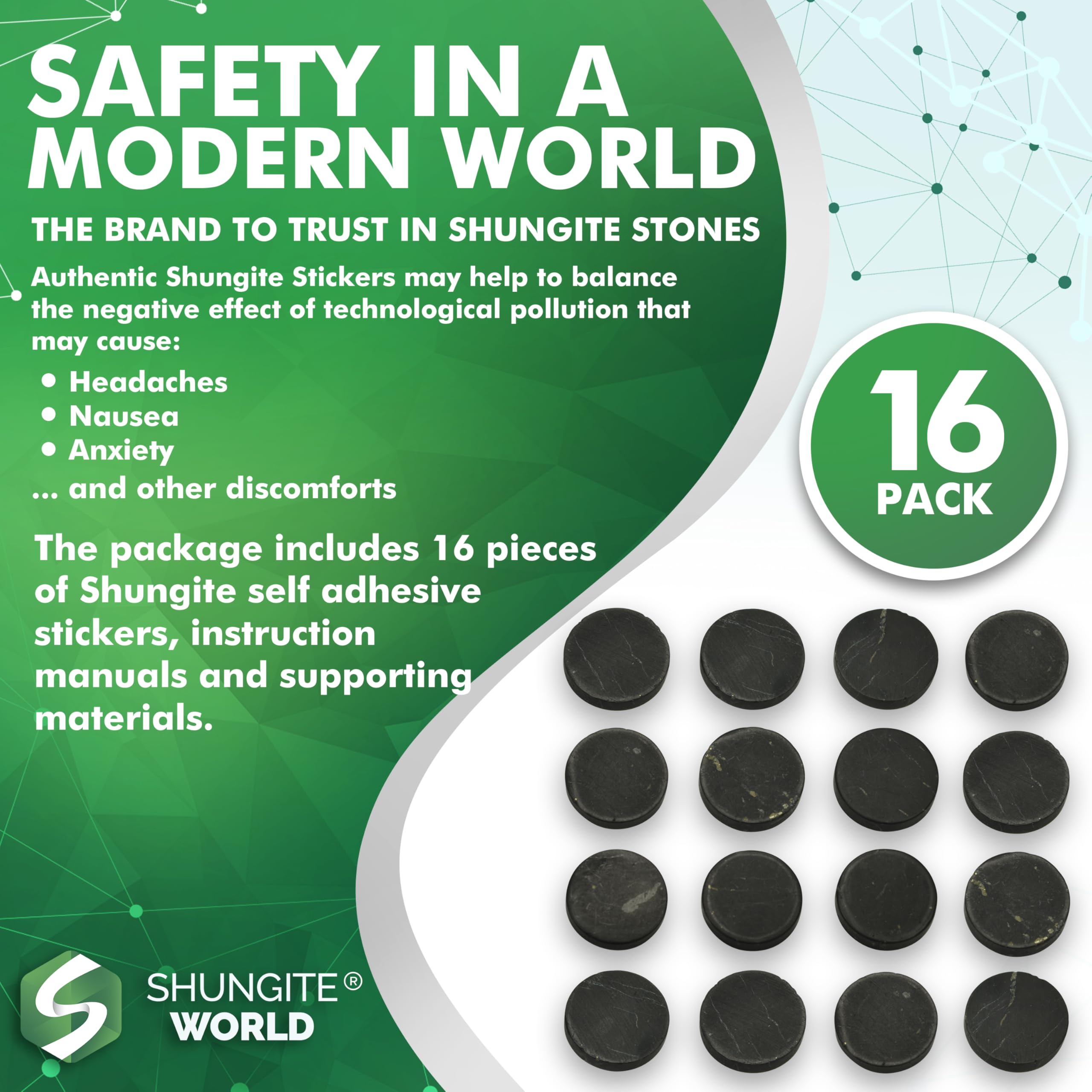 Shungite World: pegatina de shungita 50 mm para portatil, promueve ambiente de trabajo mas tranquilo.