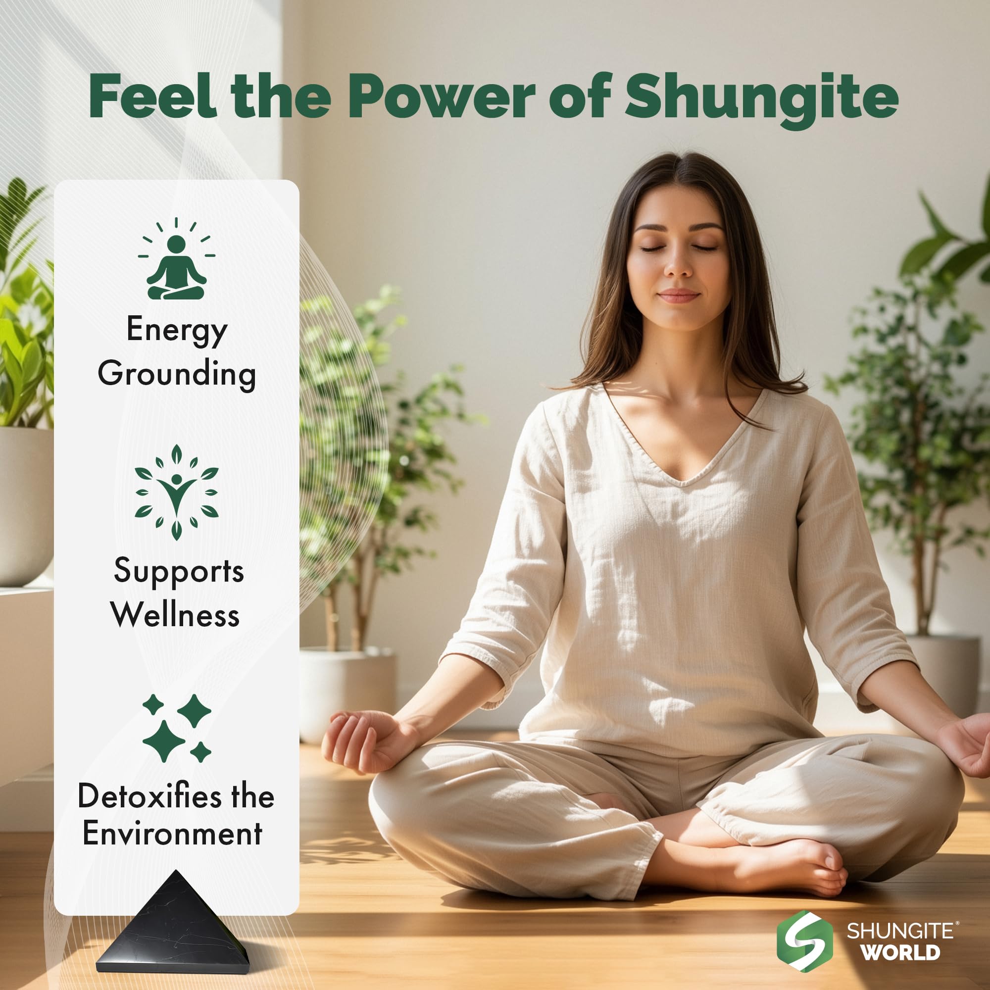 Piramide Shungite World para ambiente calmado y enfoque en casa