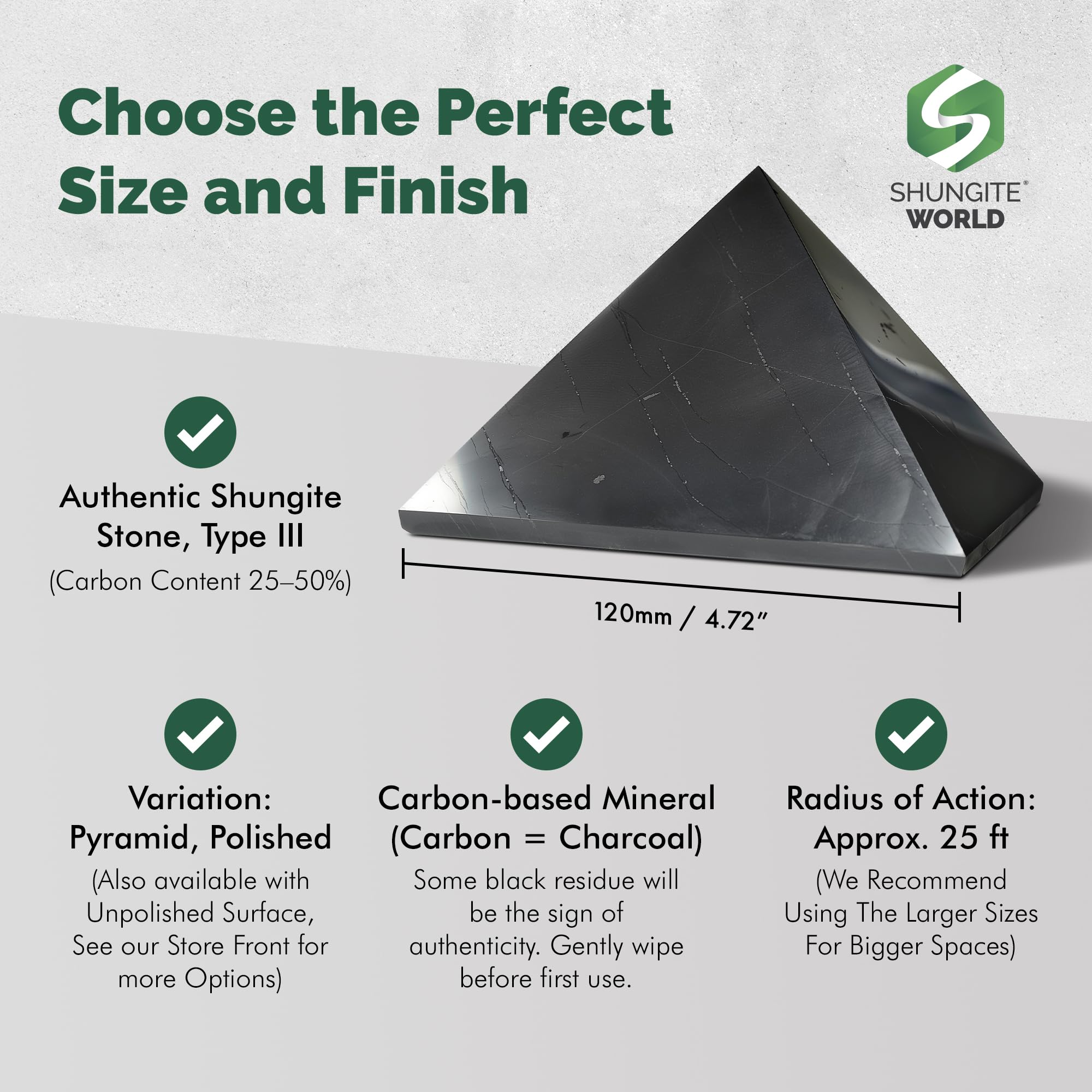 Piramide Shungite World junto a pantallas para equilibrar energías.