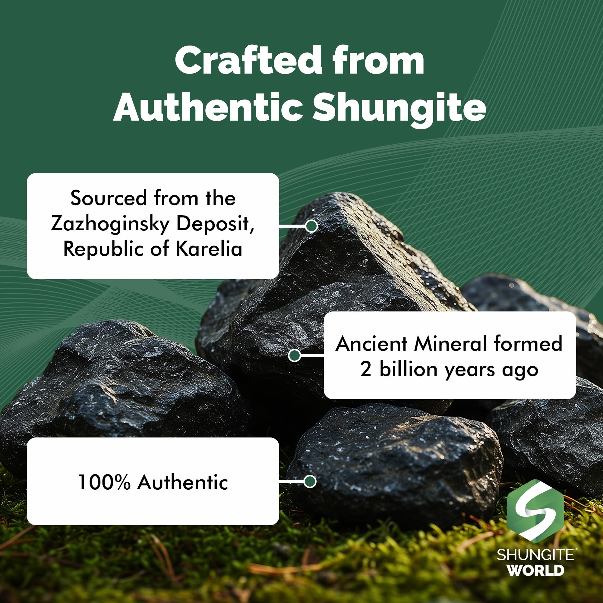 Shungite World pirámide en escritorio para concentración y claridad
