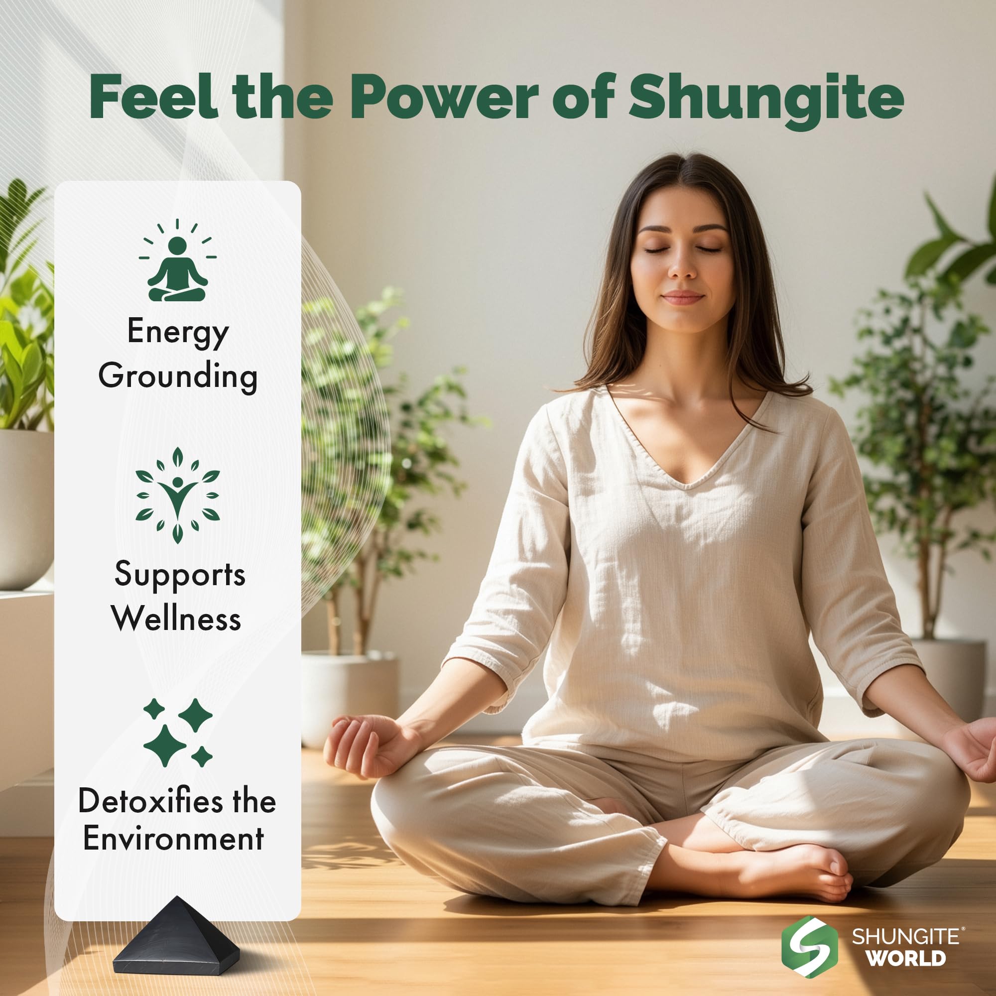 Shungite World pirámide pulida 30 mm para equilibrio energético.