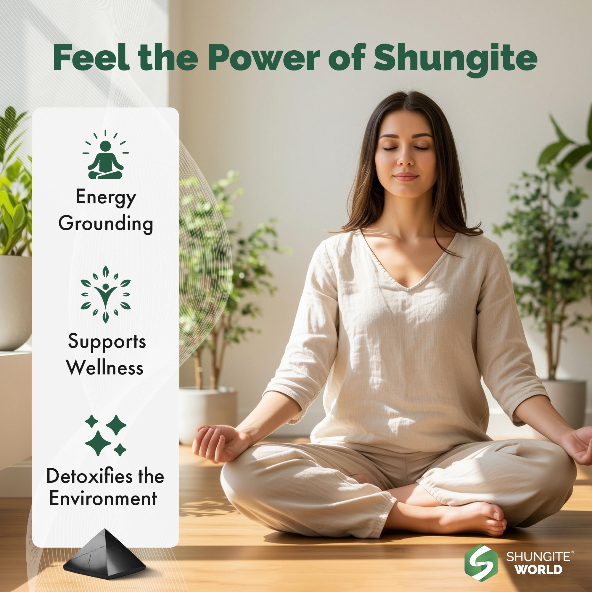Shungite World pirámide shungita energía para el hogar y la concentración.