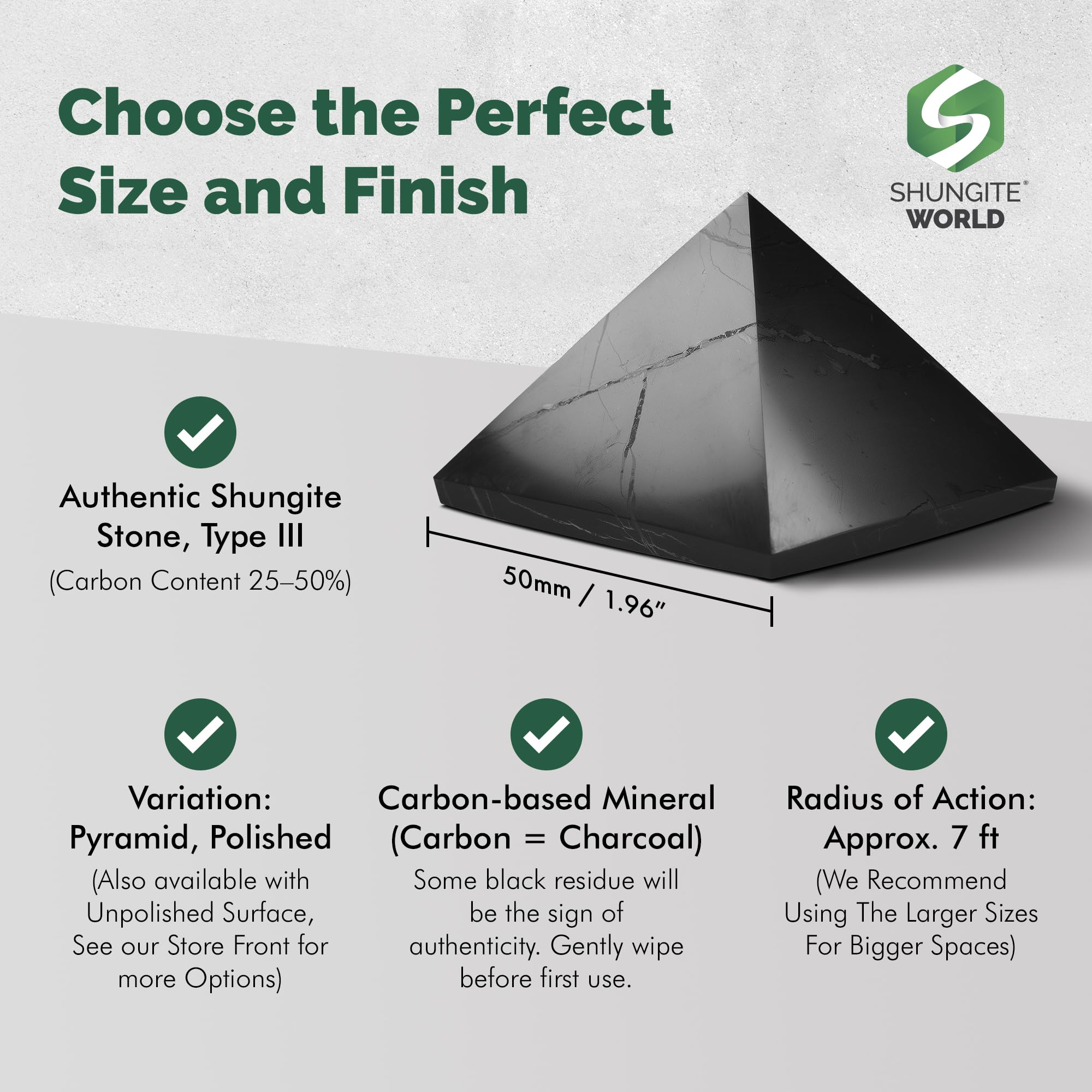 Shungite World pirámide shungita protección digital para equipos y conexión inalámbrica.