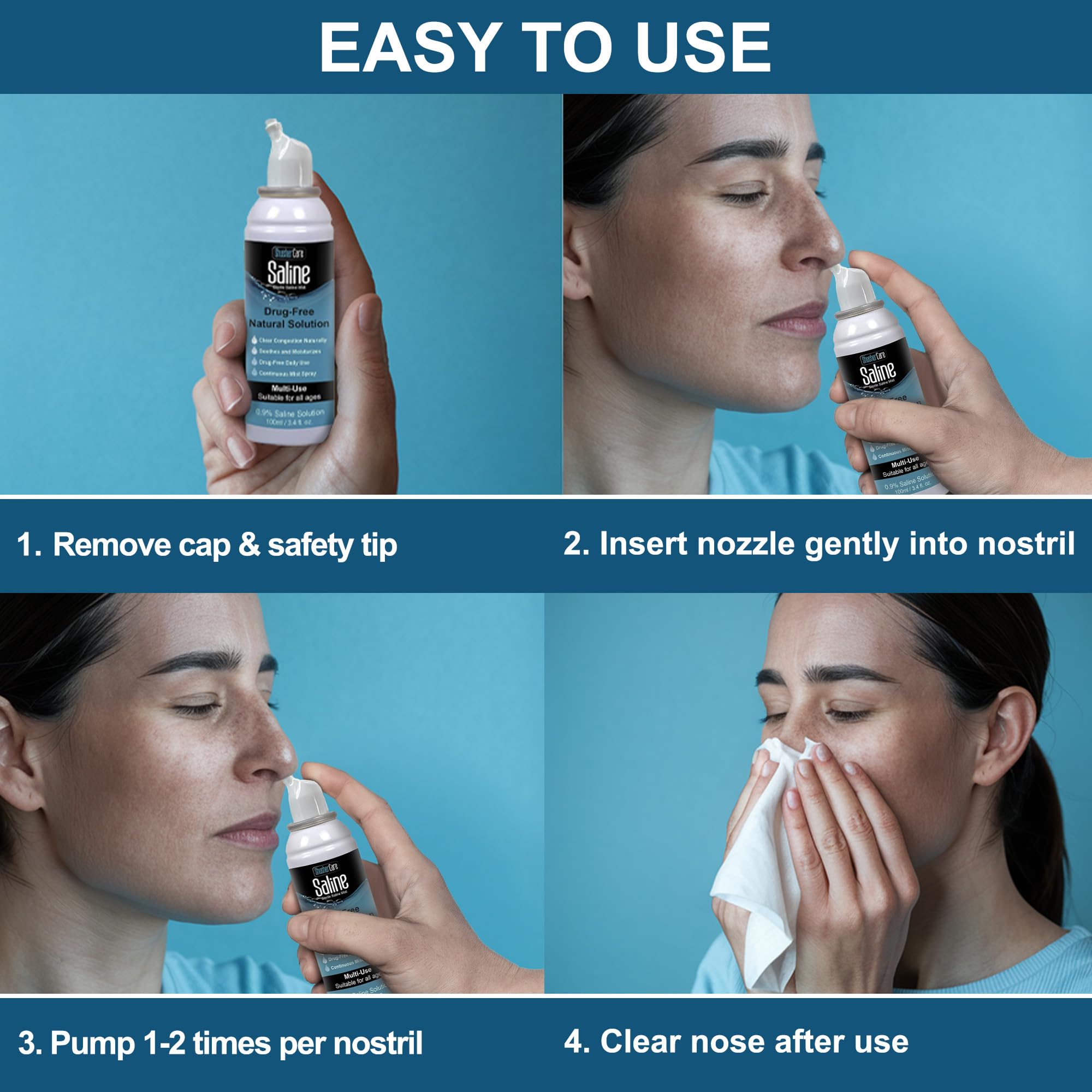 Shusher Care spray nasal para niños y bebés, uso seguro