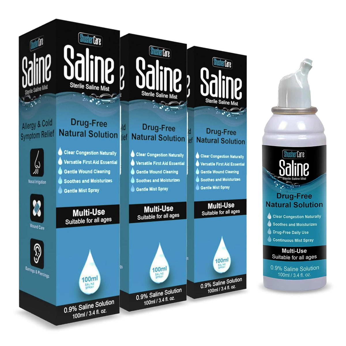 Shusher Care spray nasal salino 100 ml para uso diario