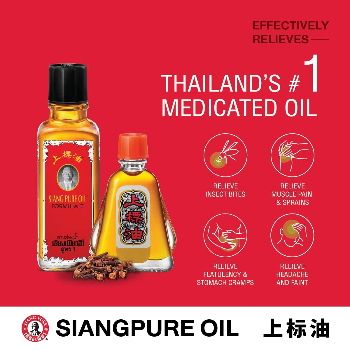 Aplicación en la palma con Siang Pure Oil Original Rojo para relajación rápida.