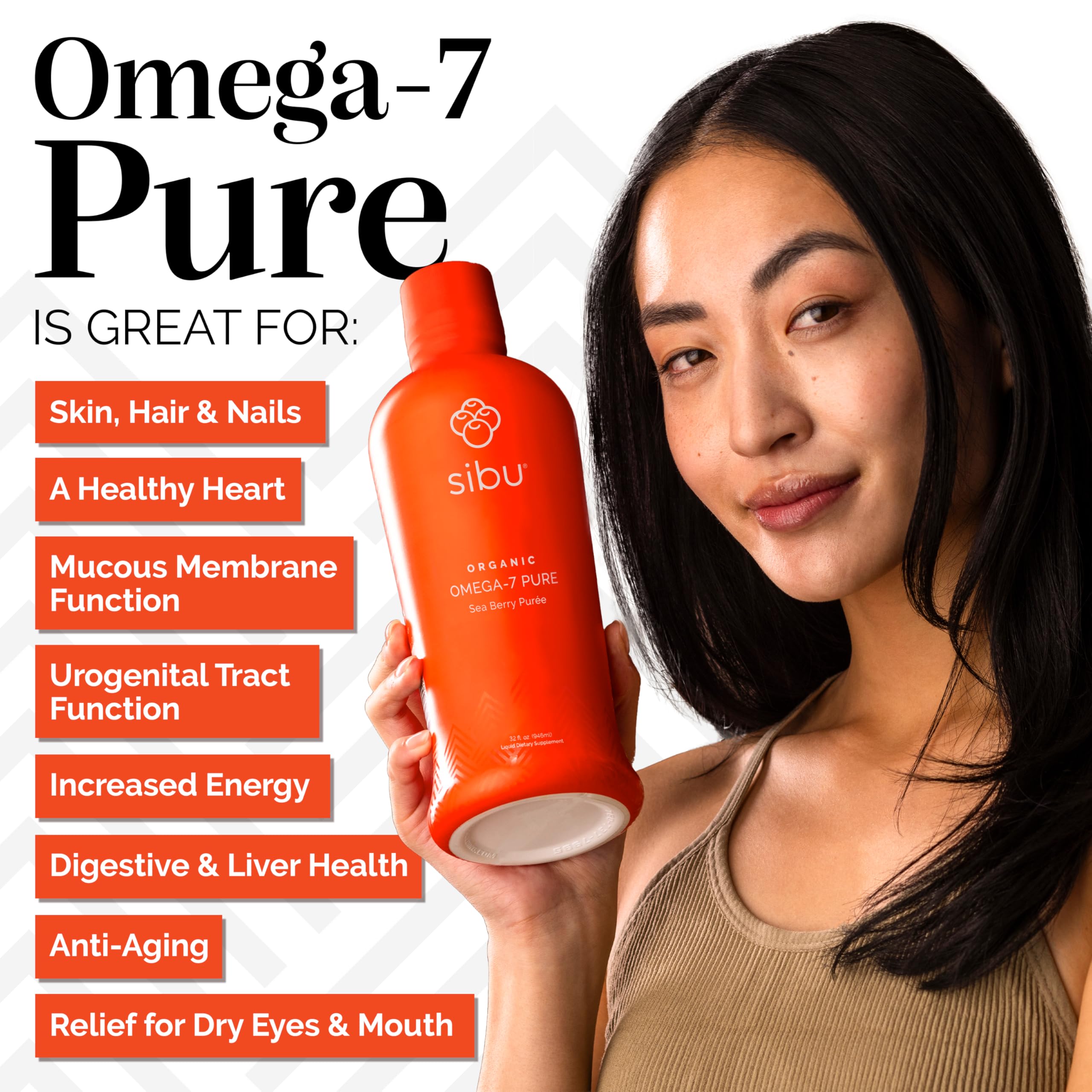 Etiqueta orgánica de Sibu Omega-7 puro, certificado USDA.
