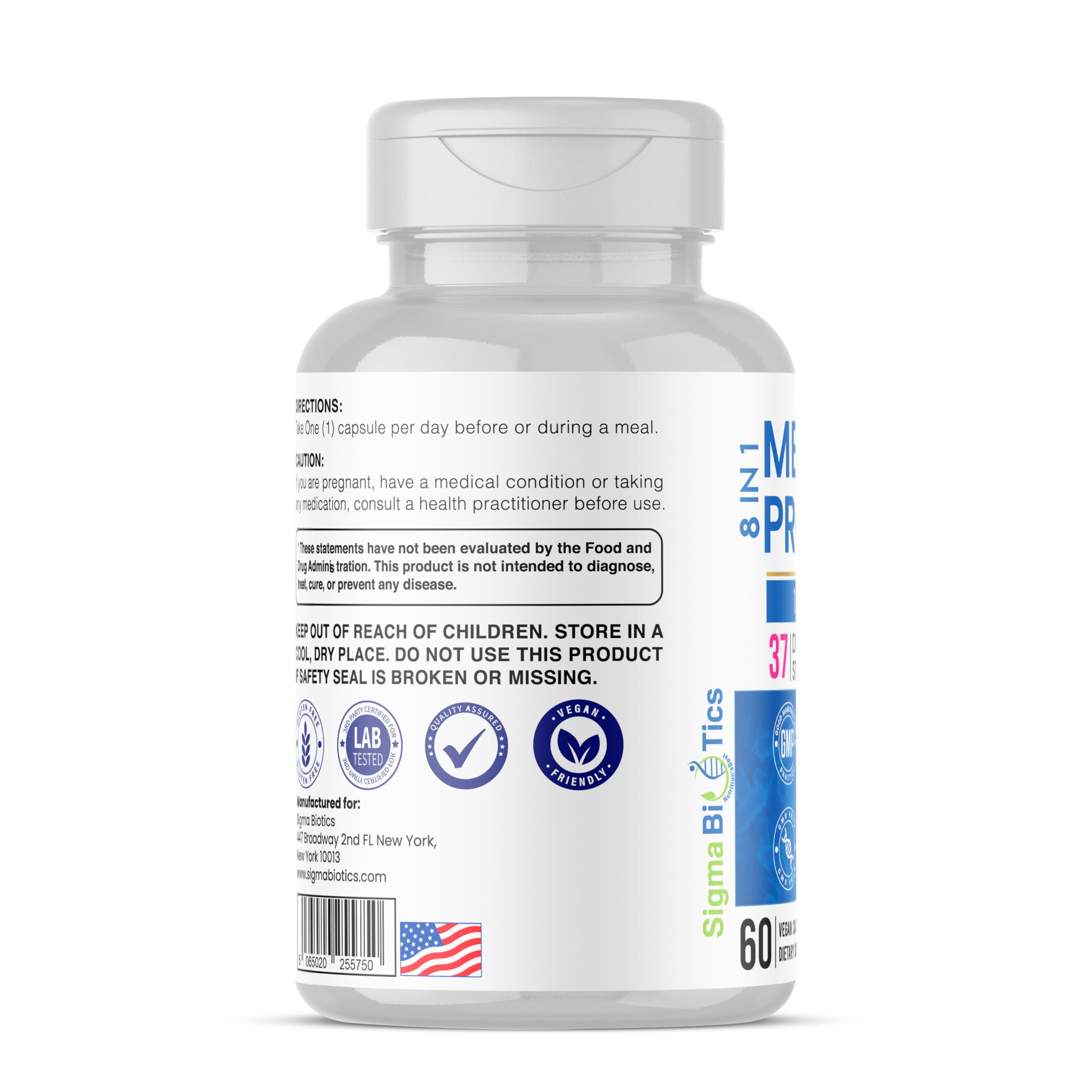 SigmaBiotics 60 cápsulas para rutina diaria.