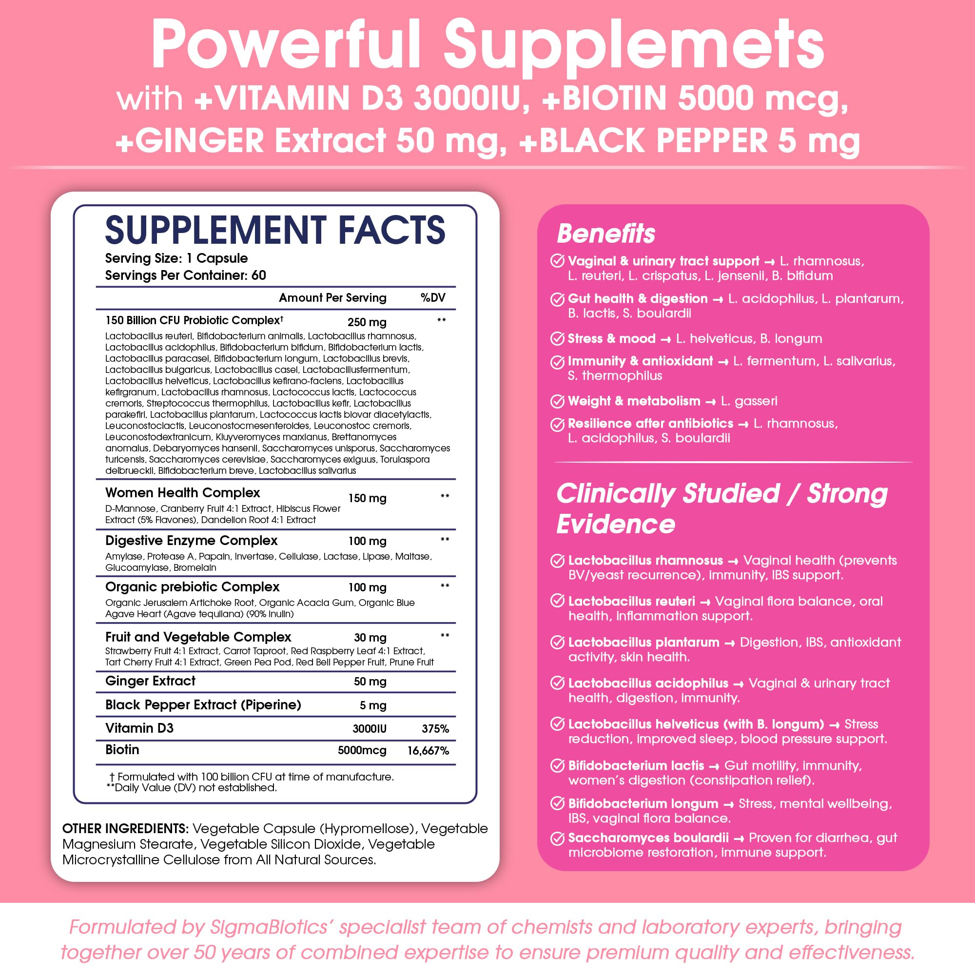 SigmaBiotics Probióticos: enzimas digestivas para mejora de la absorción de nutrientes