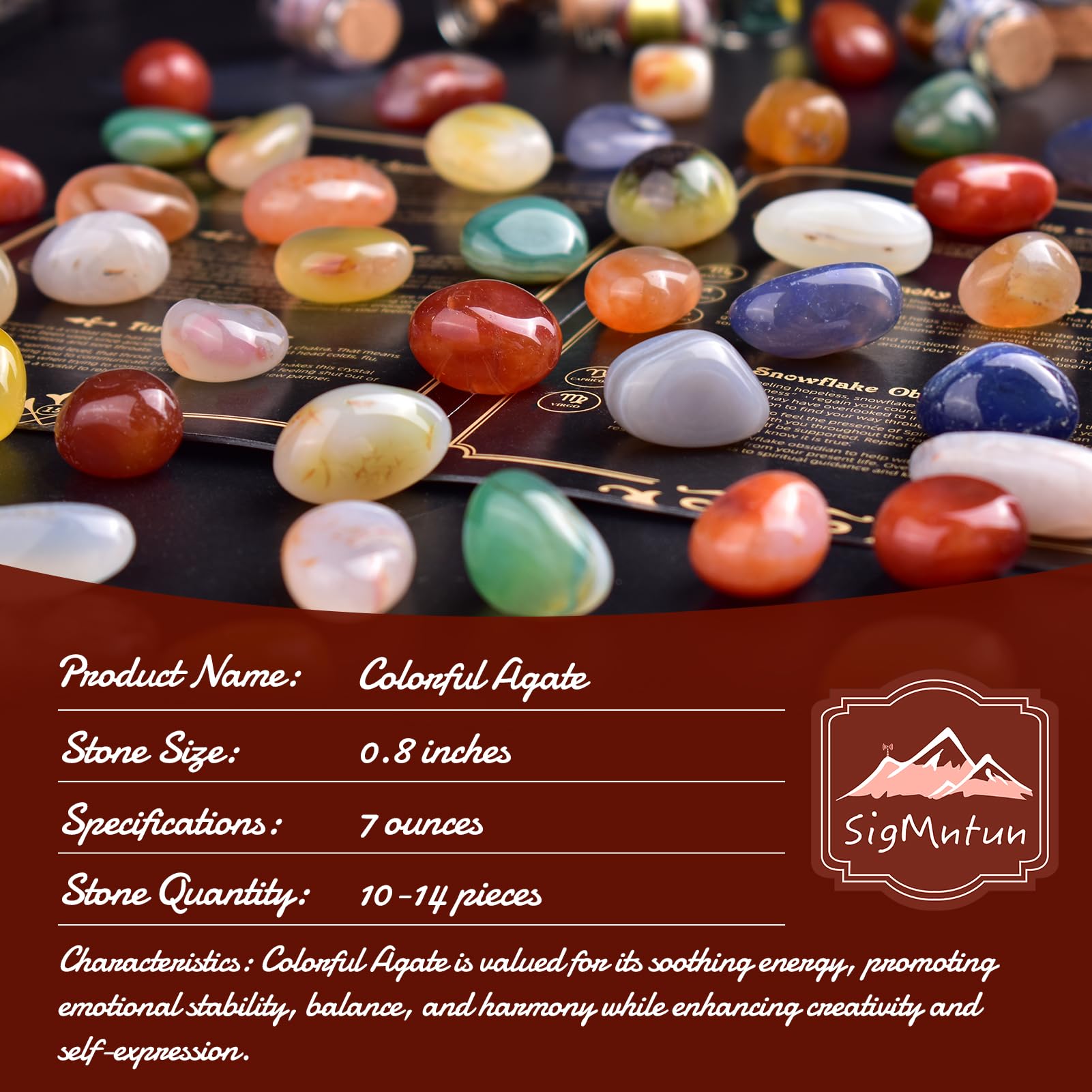 SigMntun piedras naturales de agata sin colorantes, para prácticas de meditación.