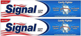 Pasta dental Signal: dos cajas visibles para protección dental a largo plazo.