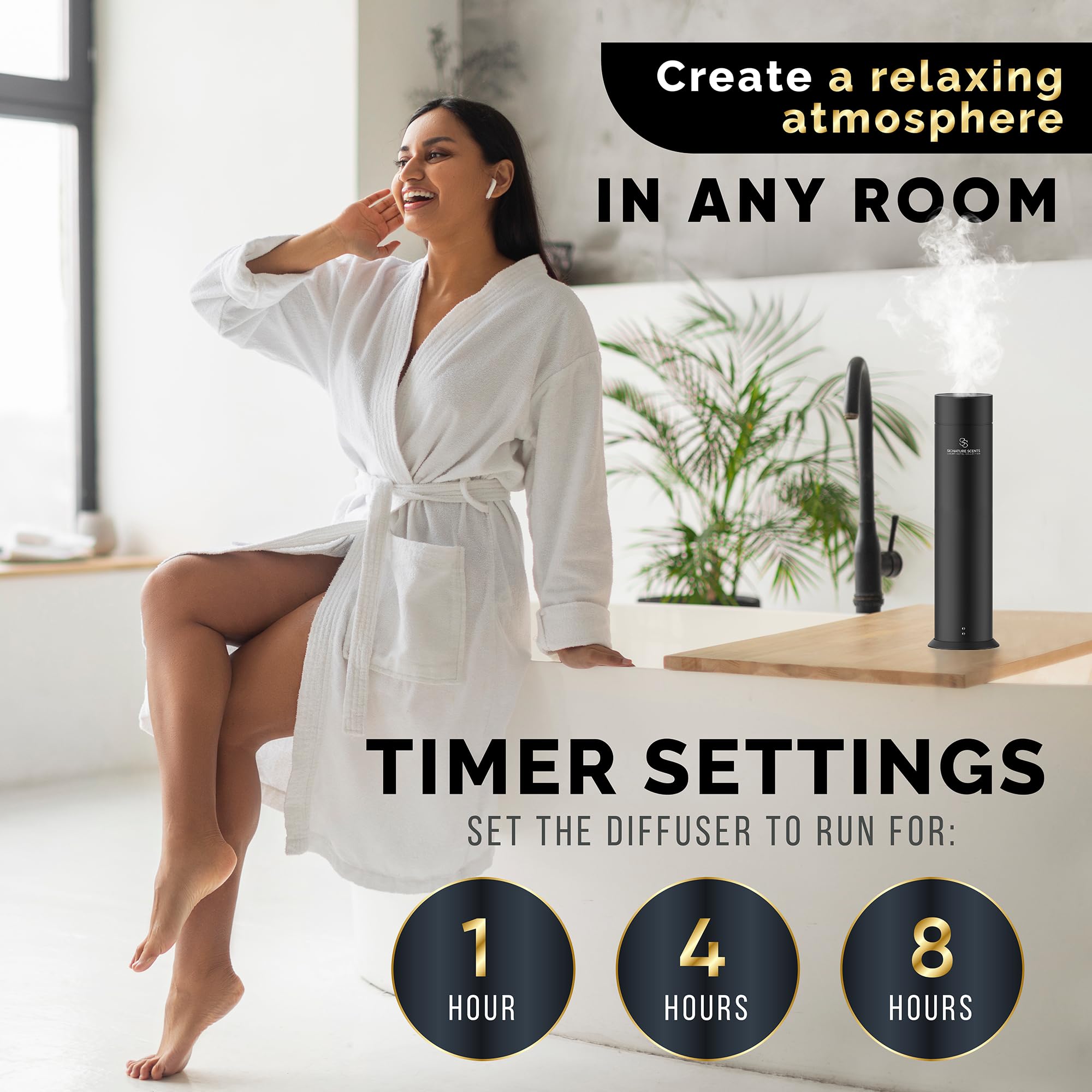 Difusor Signature Scents plateado cubre hasta 93 m² para espacios grandes