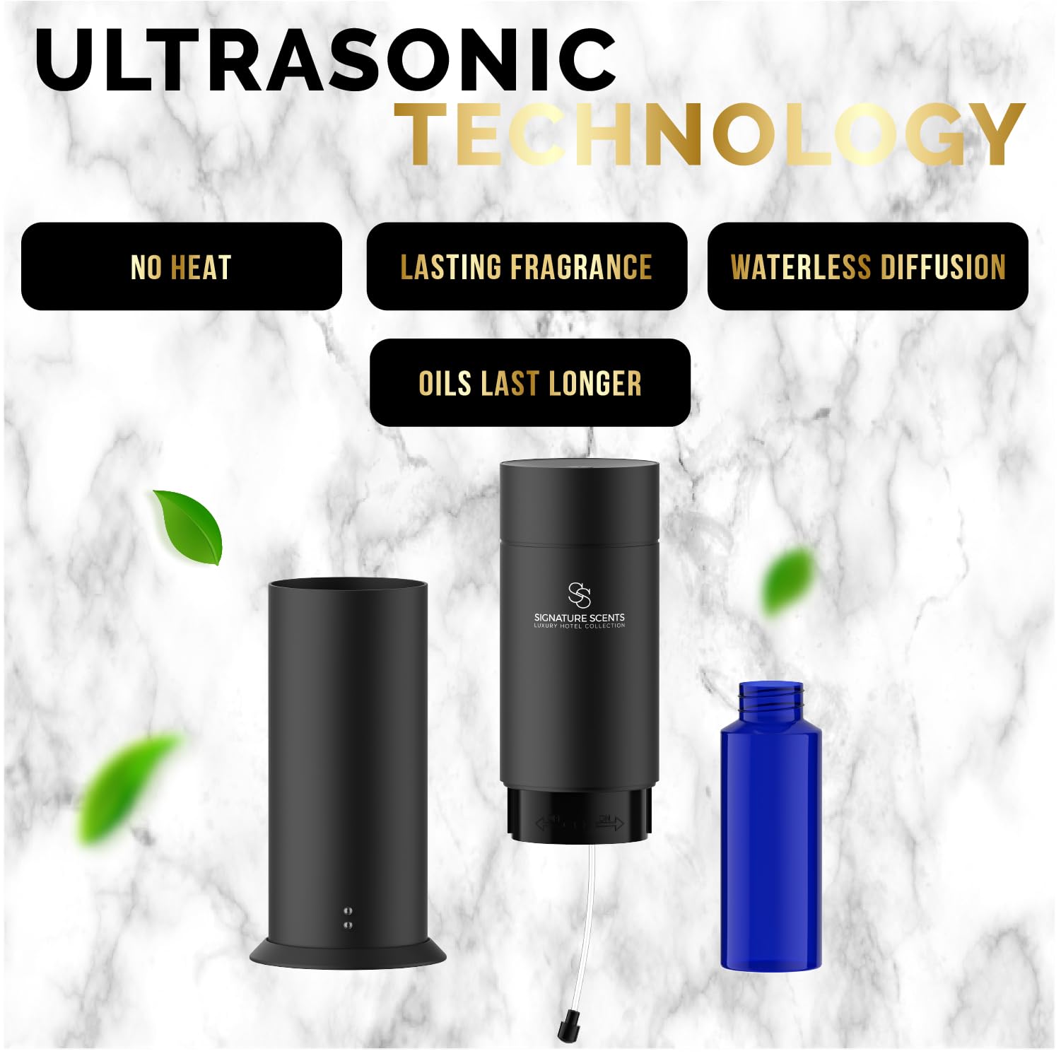 Difusor Signature Scents plateado funcionamiento silencioso para habitaciones tranquilas