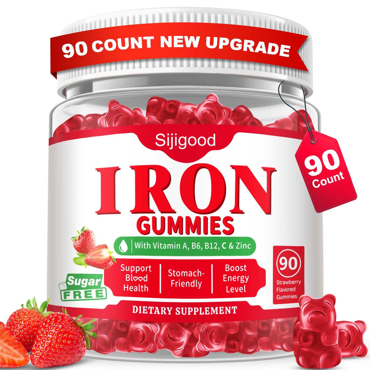Sijigood gomitas hierro, botella enfocada en absorción suave
