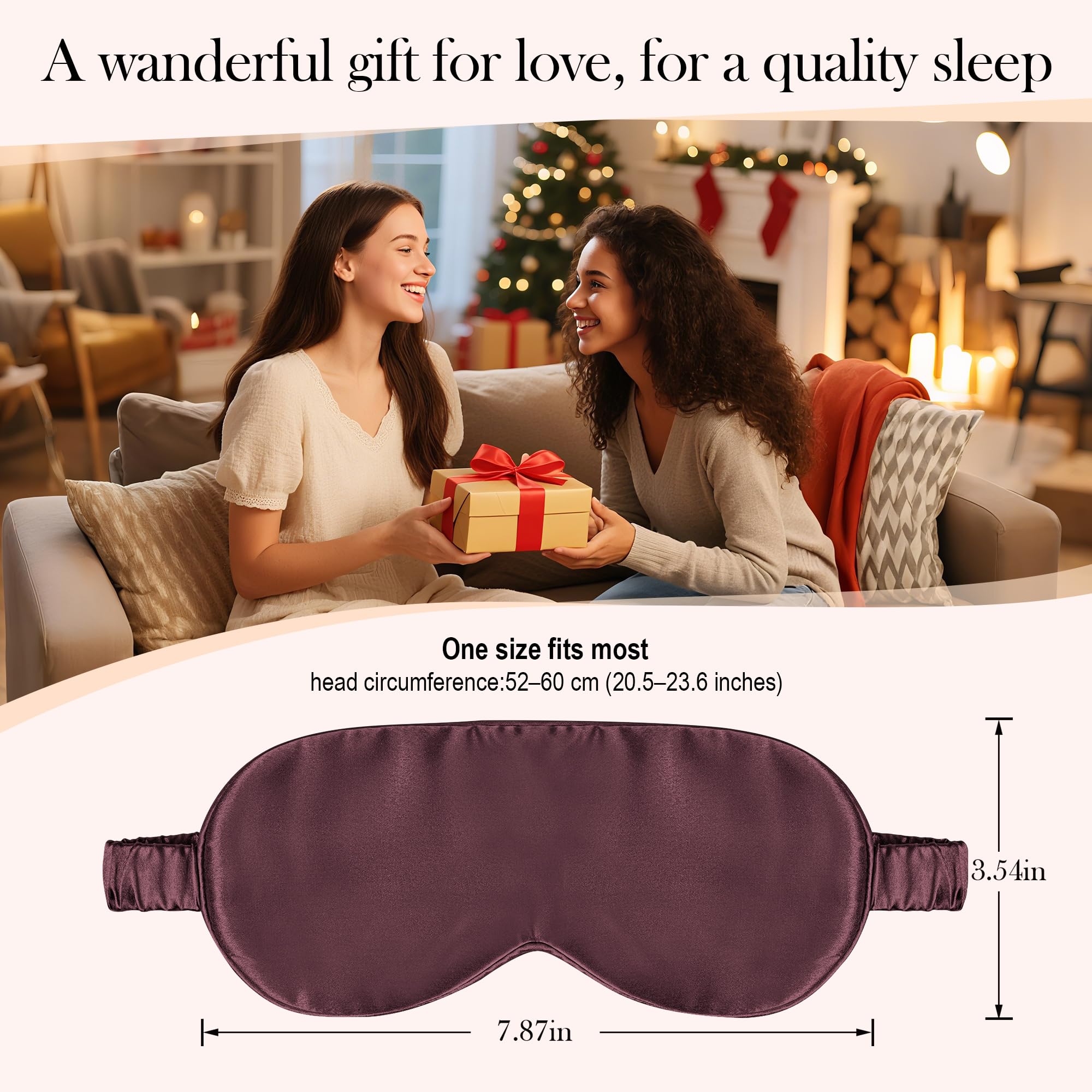 Silk Dream antifaz púrpura de seda morera, cómodo y estable para dormir toda la noche