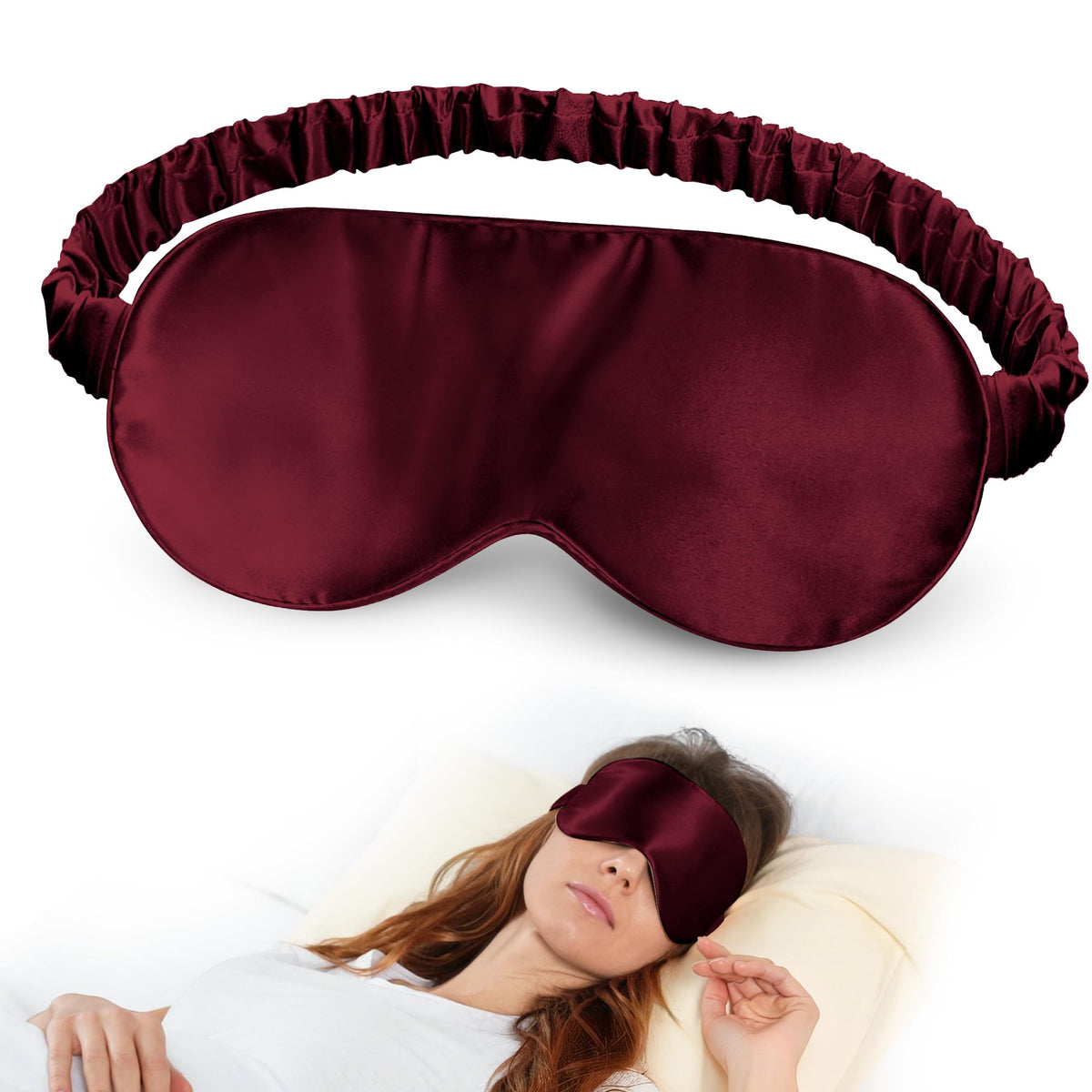 Silk Dream antifaz de seda Mulberry vino rojo para dormir cómodo