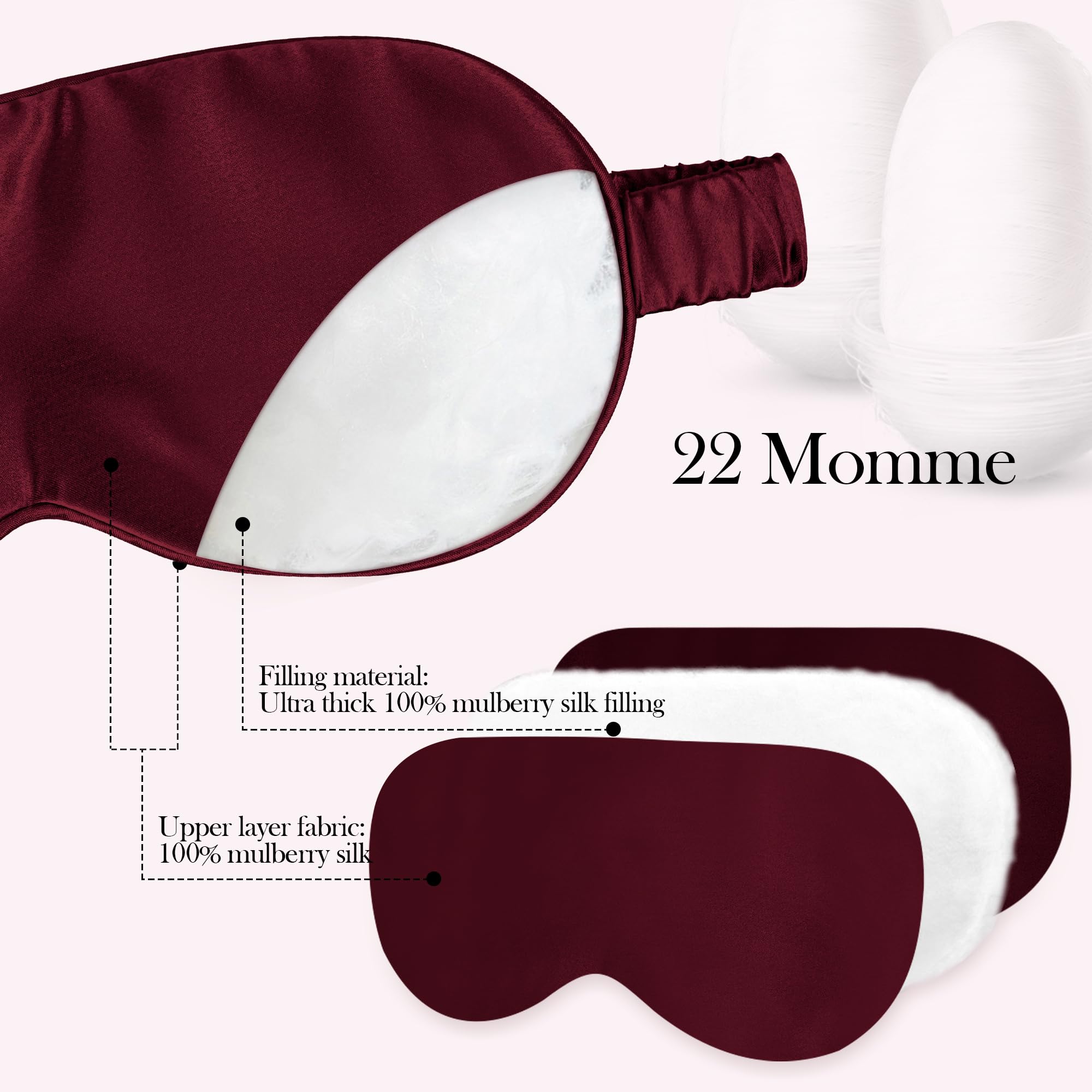 Silk Dream antifaz Mulberry 22 momme bloqueo de luz para dormir