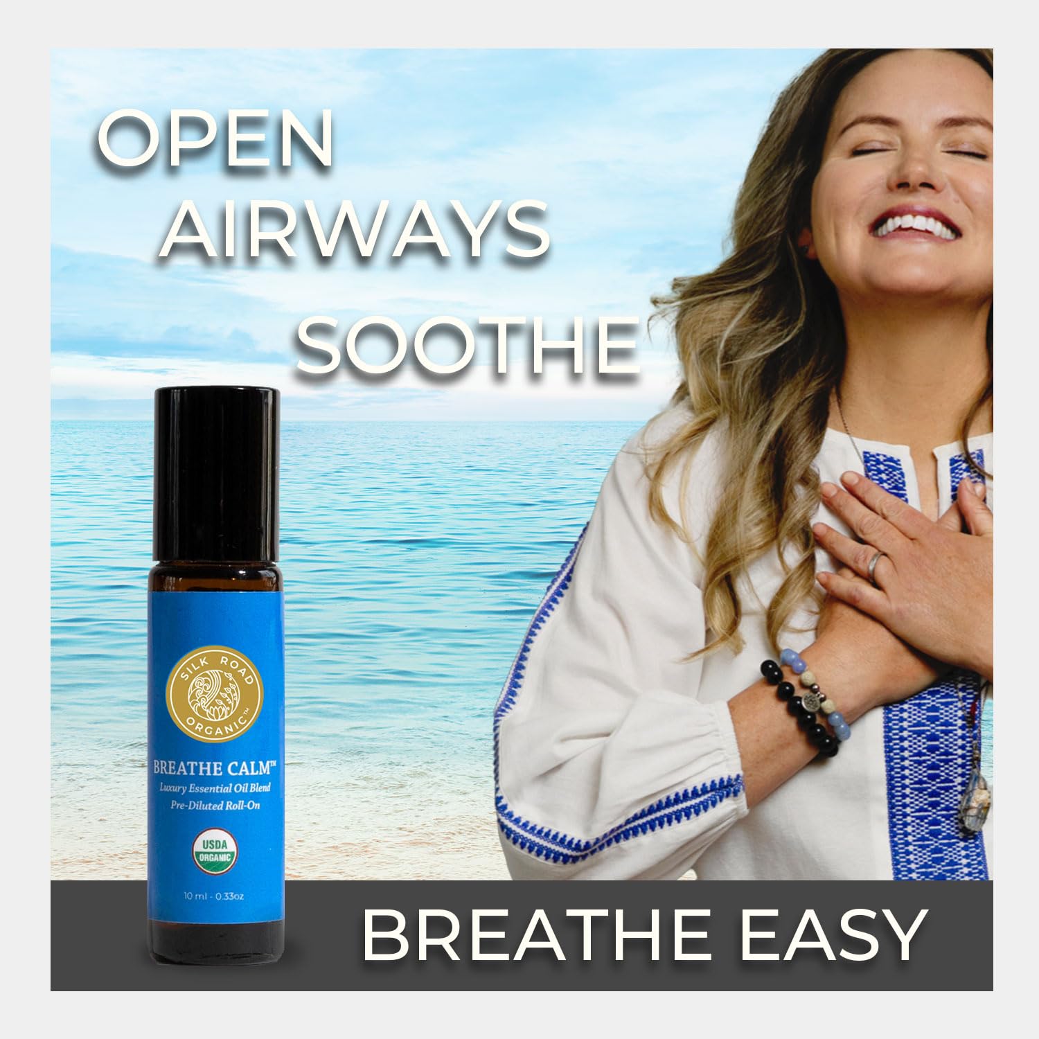 Mezcla Silk Road Organic de aceites esenciales para respiración más cómoda.