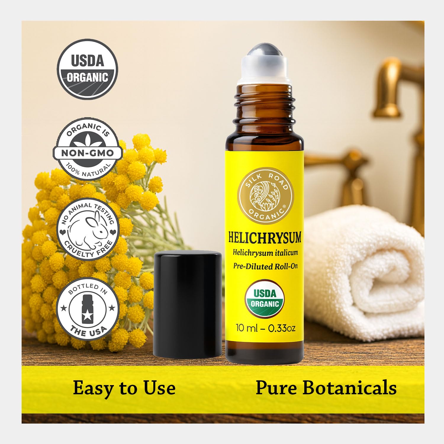Silk Road Organic aceite dorado, aroma suave para piel
