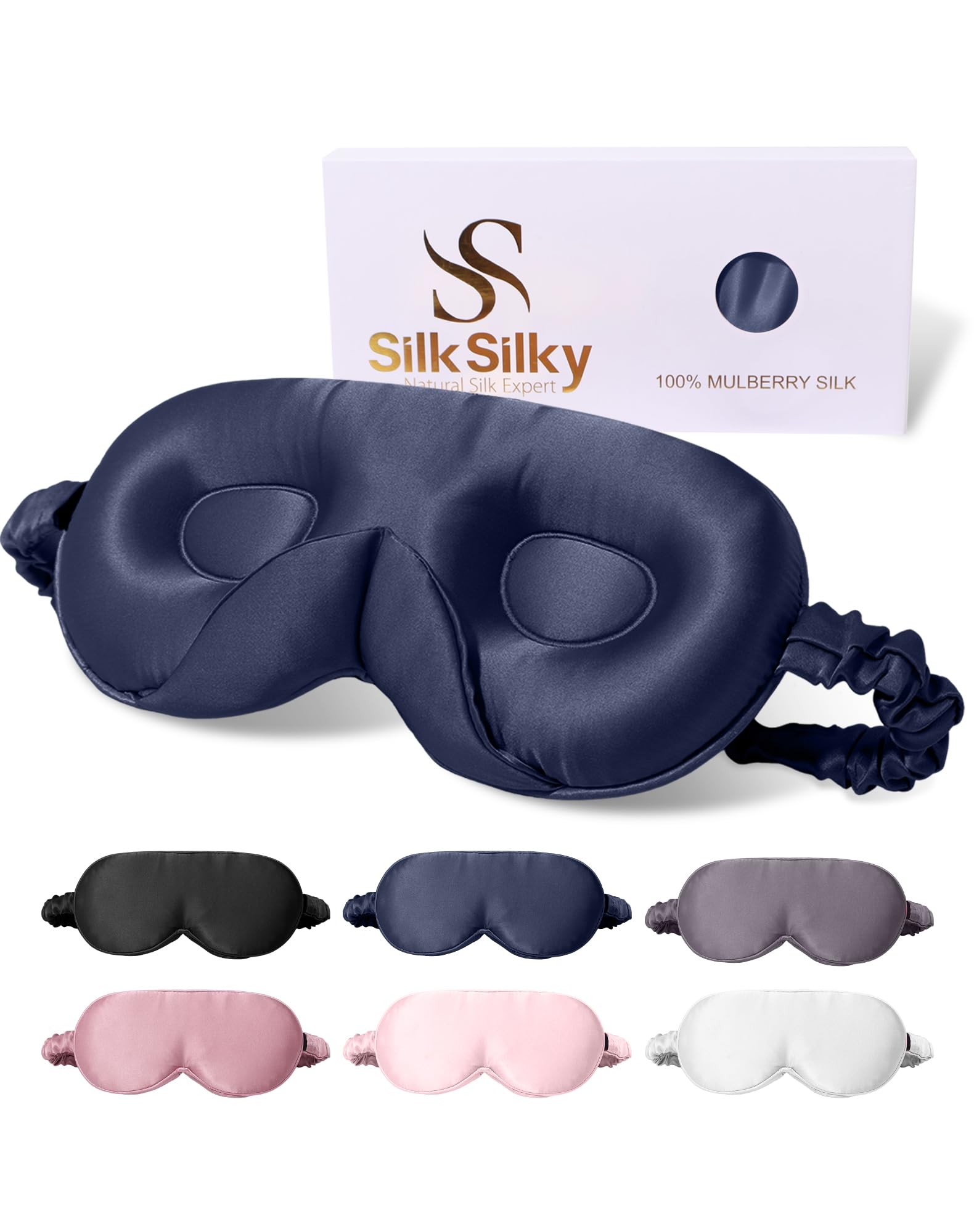 SilkSilky máscara de dormir 3D contorneada brinda mayor comodidad y oscuridad para un sueño profundo.