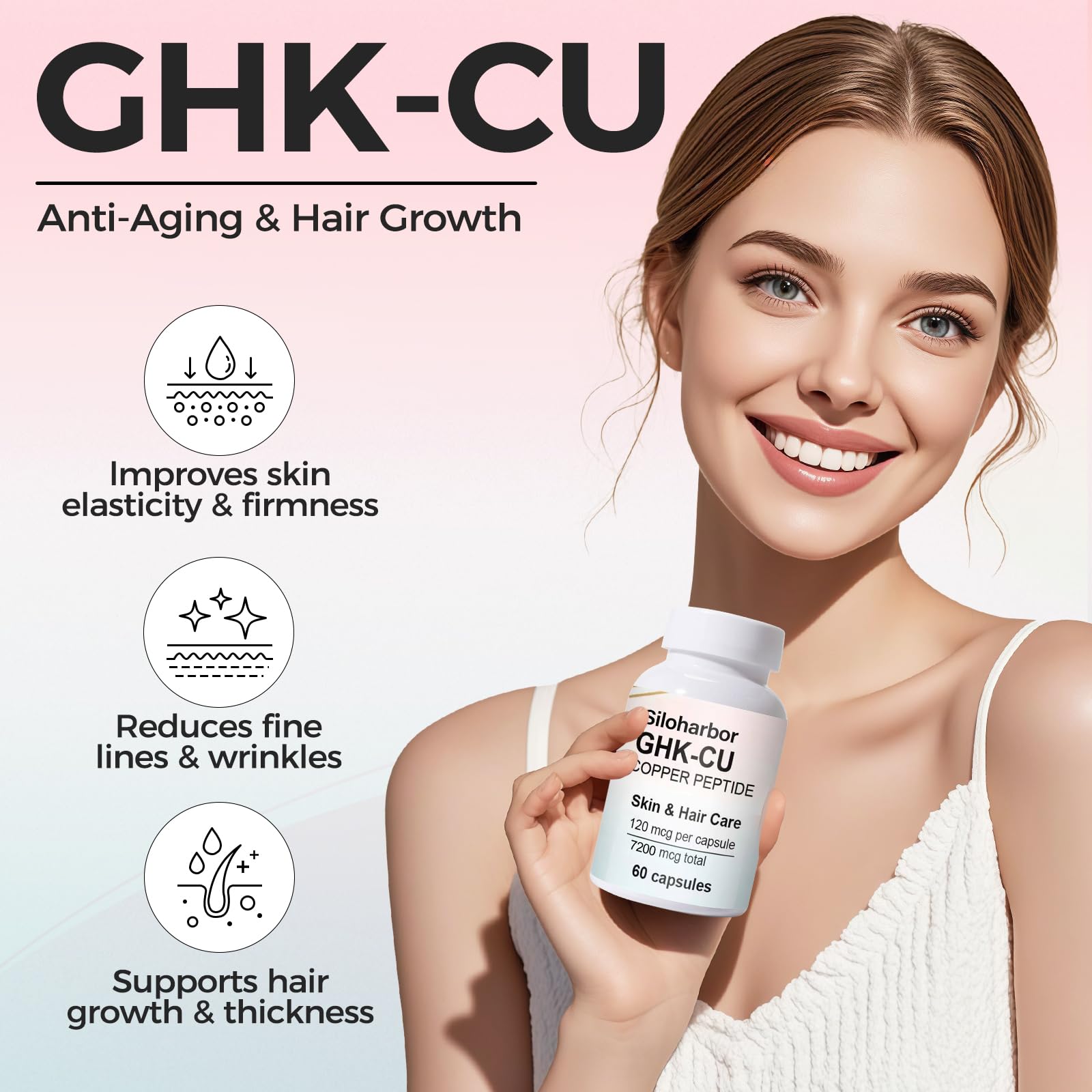 Siloharbor GHK-Cu: cápsula entérica para mejor absorción intestinal.