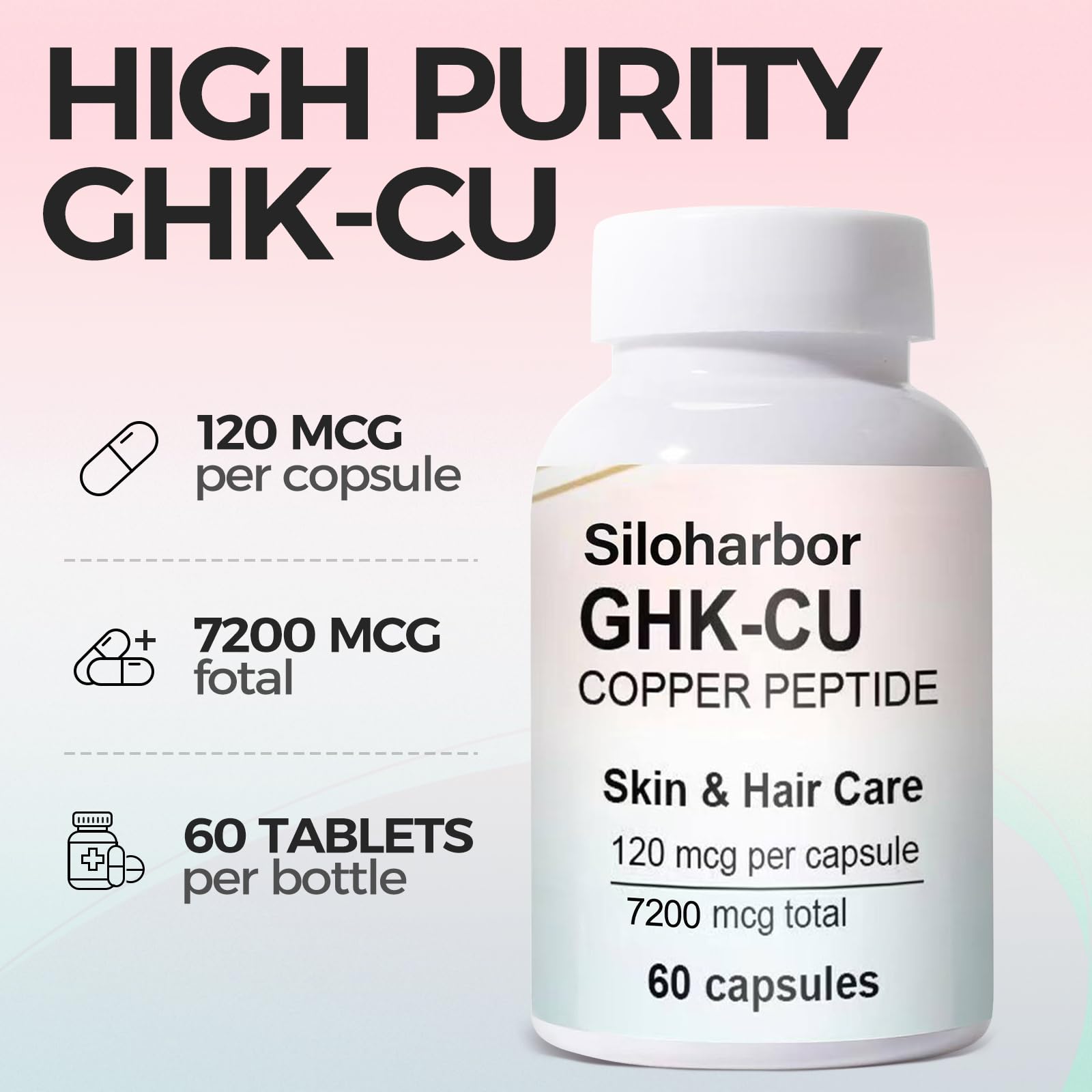 Siloharbor GHK-Cu, etiqueta limpia que garantiza pureza y fórmula vegana.