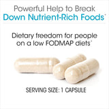 Etiqueta de Silver Fern con detalles de enzimas clave para la digestión.