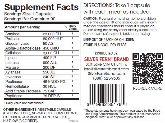 Silver Fern etiqueta del producto, ayuda a la absorción de micronutrientes.