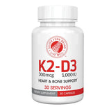 Silver Fern K2-D3 cápsulas en botella, apoyo a huesos sanos naturalmente.