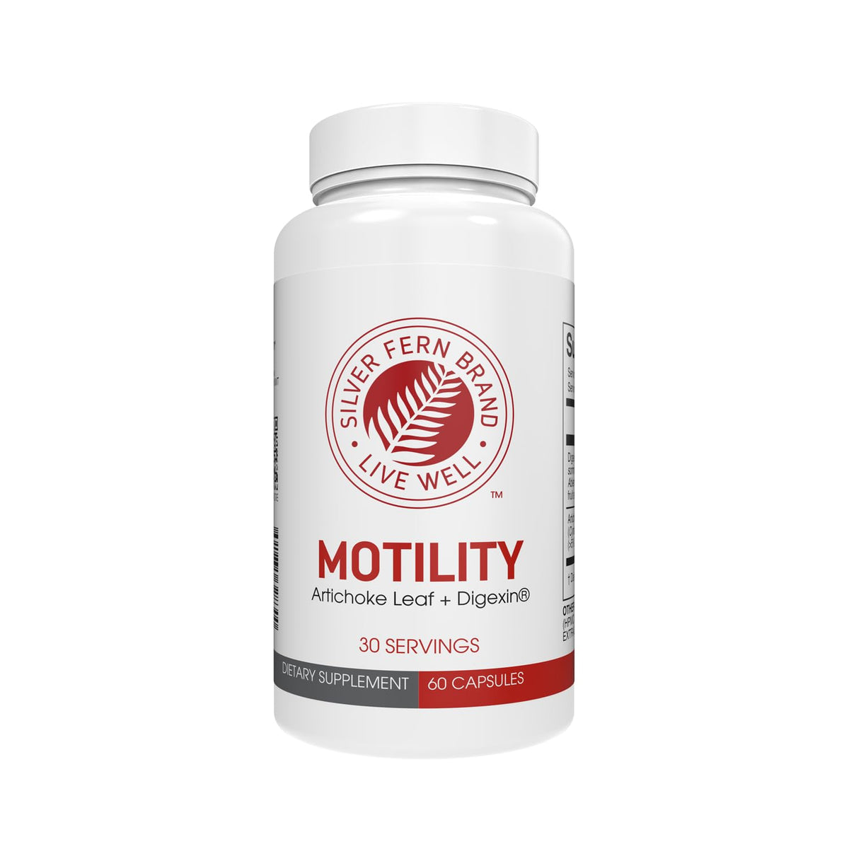 Silver Fern Motilidad, botella de 60 cápsulas para apoyo diario de la motilidad