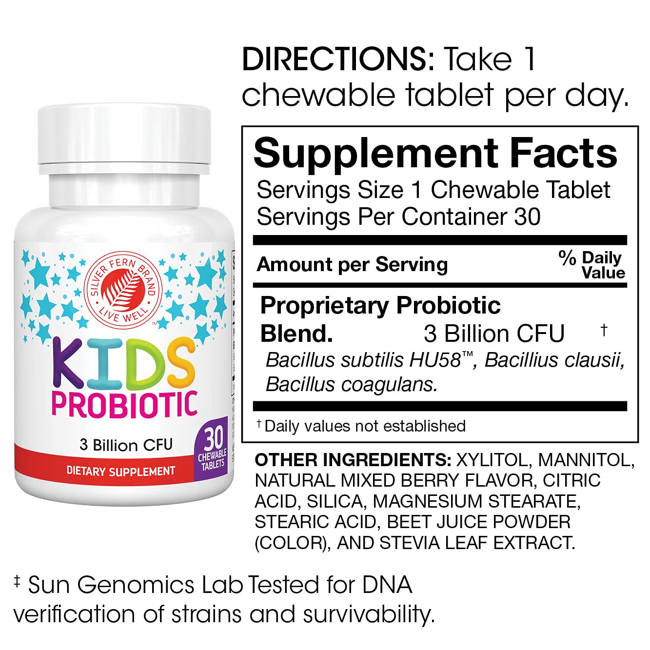 Gráfico ADN verificado de Silver Fern Probiotics.