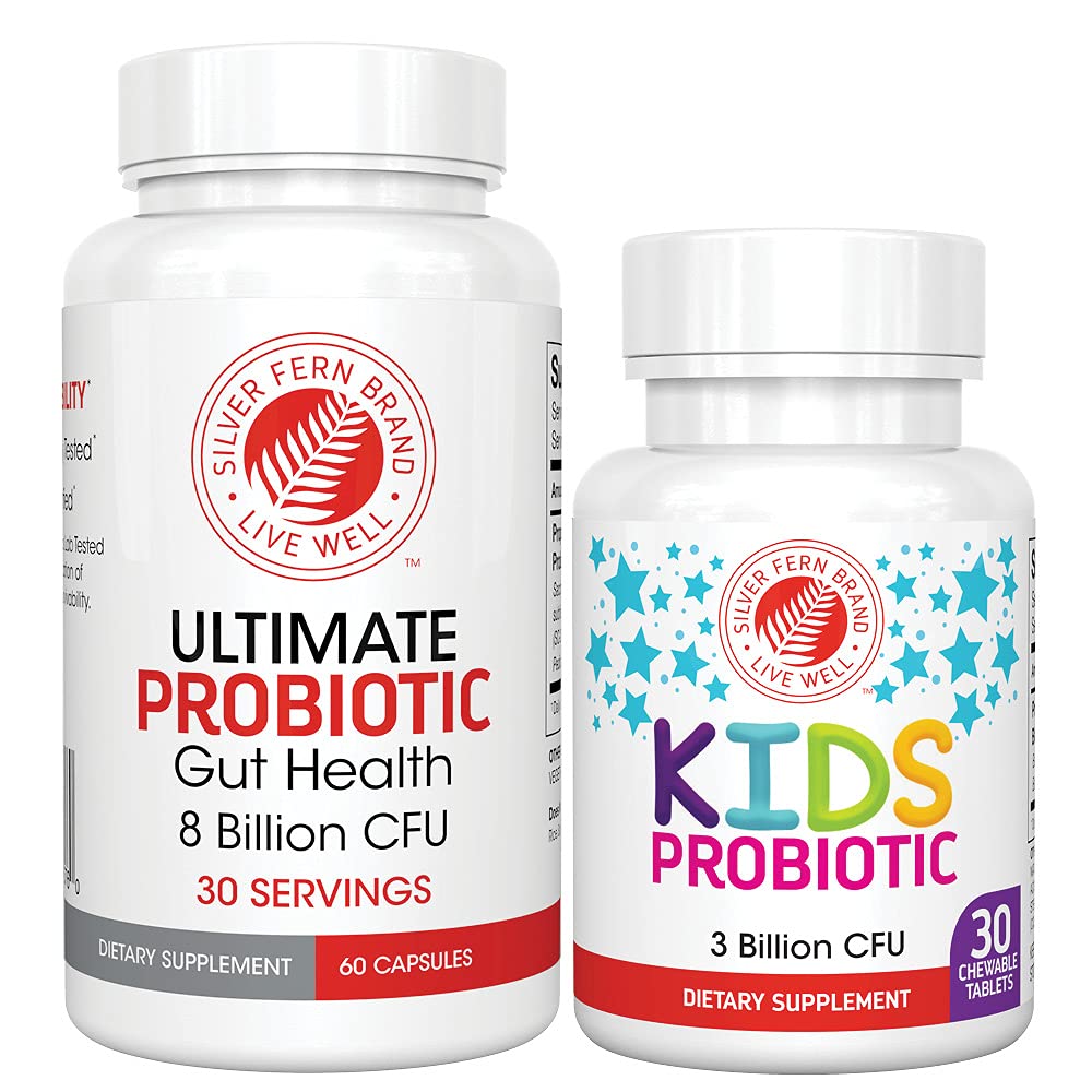 Silver Fern Probiotics para adultos en botella, apoyo a la salud digestiva diaria.